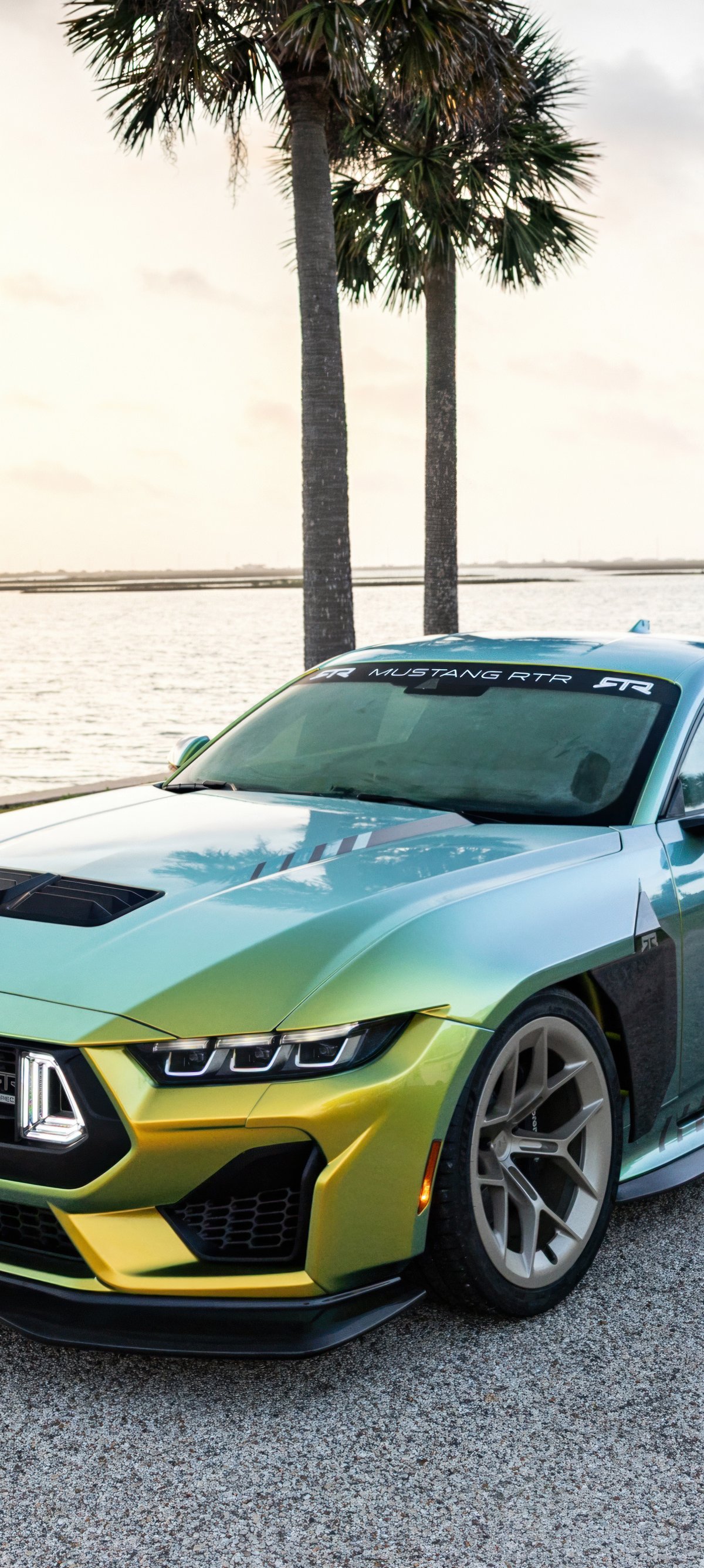 Ford Mustang RTR Spec 5 у океана - Обои для Xiaomi 15 в разрешении 1200x2670