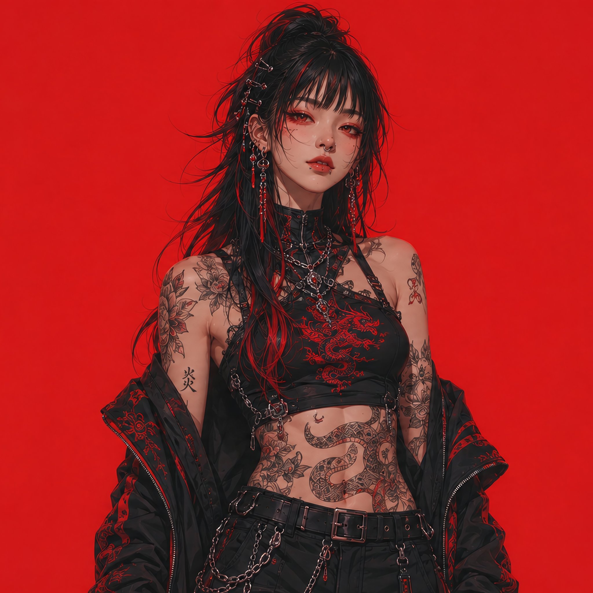 Anime alt-girl with tattoos - Wallpapers for iPad Retina in 2048x2048 resolution