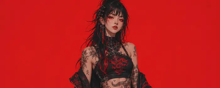 UltraWide 32:9 wallpapers (5120x1440): anime girl, brunette, makeup, tattoos