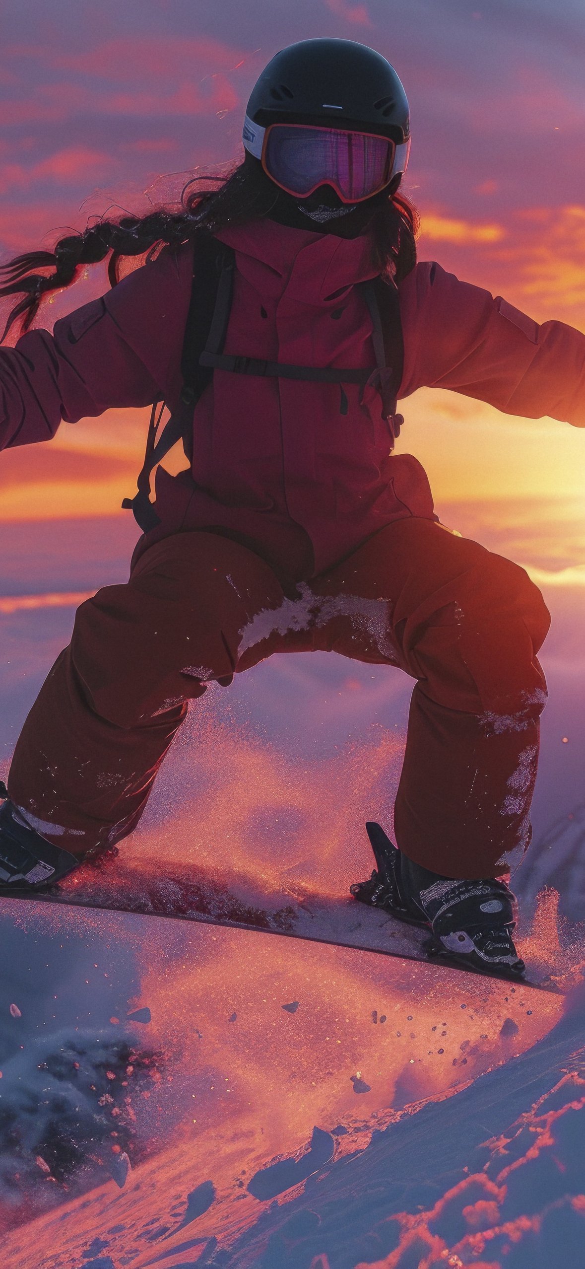 Snowboarder Jump at Sunset - Wallpapers for iPhone 14 Pro/15 Pro in 1179x2556 resolution