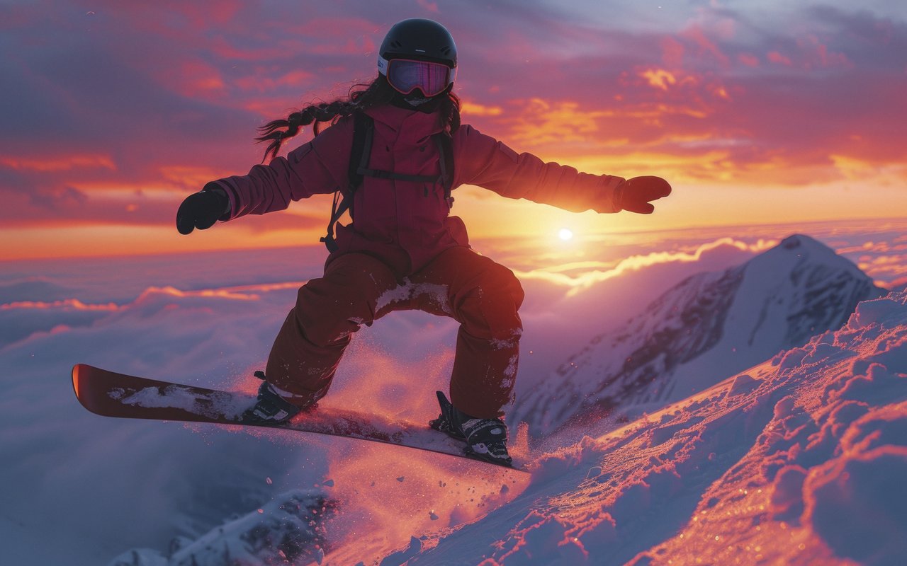 Snowboarder Jump at Sunset - WXGA_1280 wallpapers in 1280x800 resolution