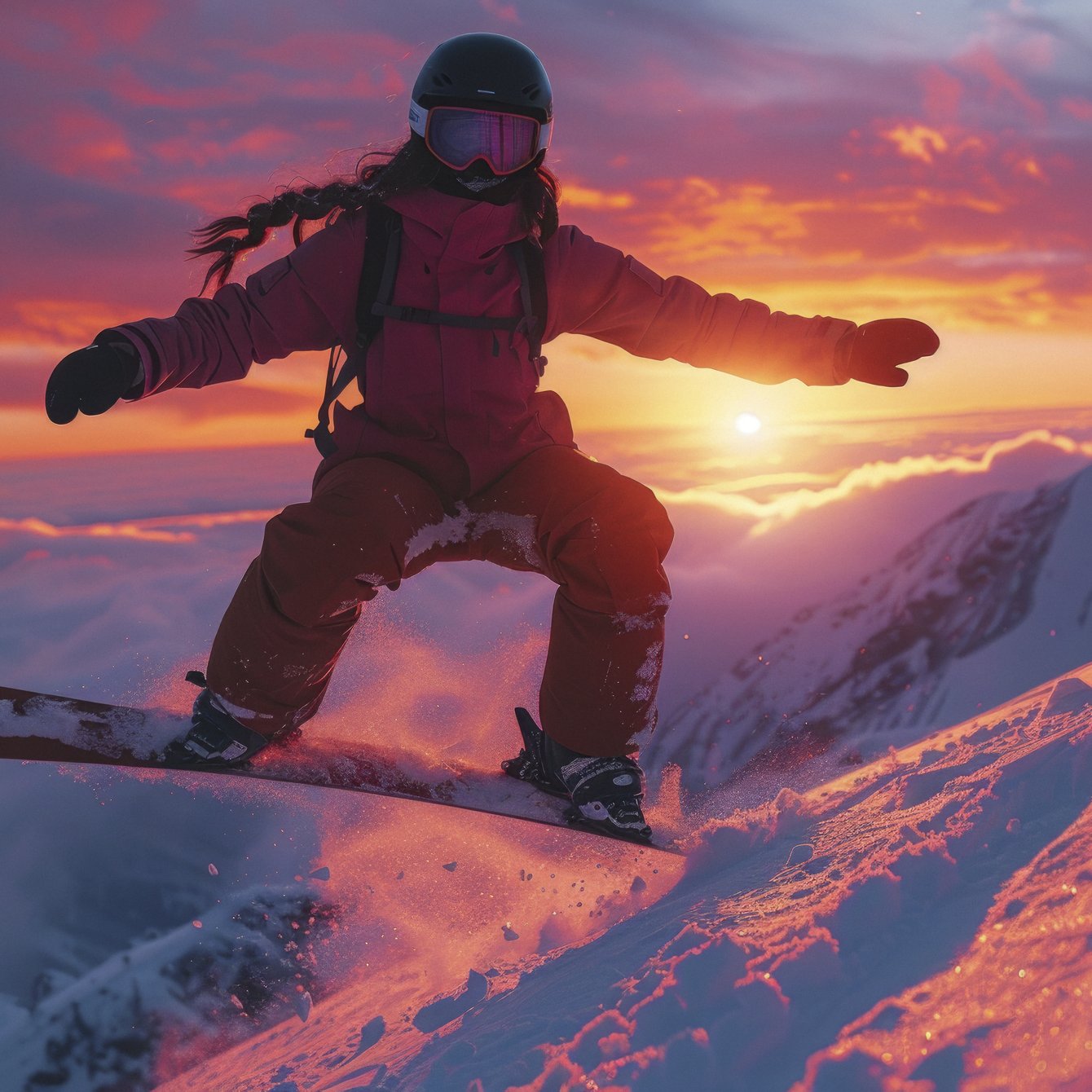 Snowboarder Jump at Sunset - Wallpapers for Samsung Galaxy Tab in 1340x1340 resolution