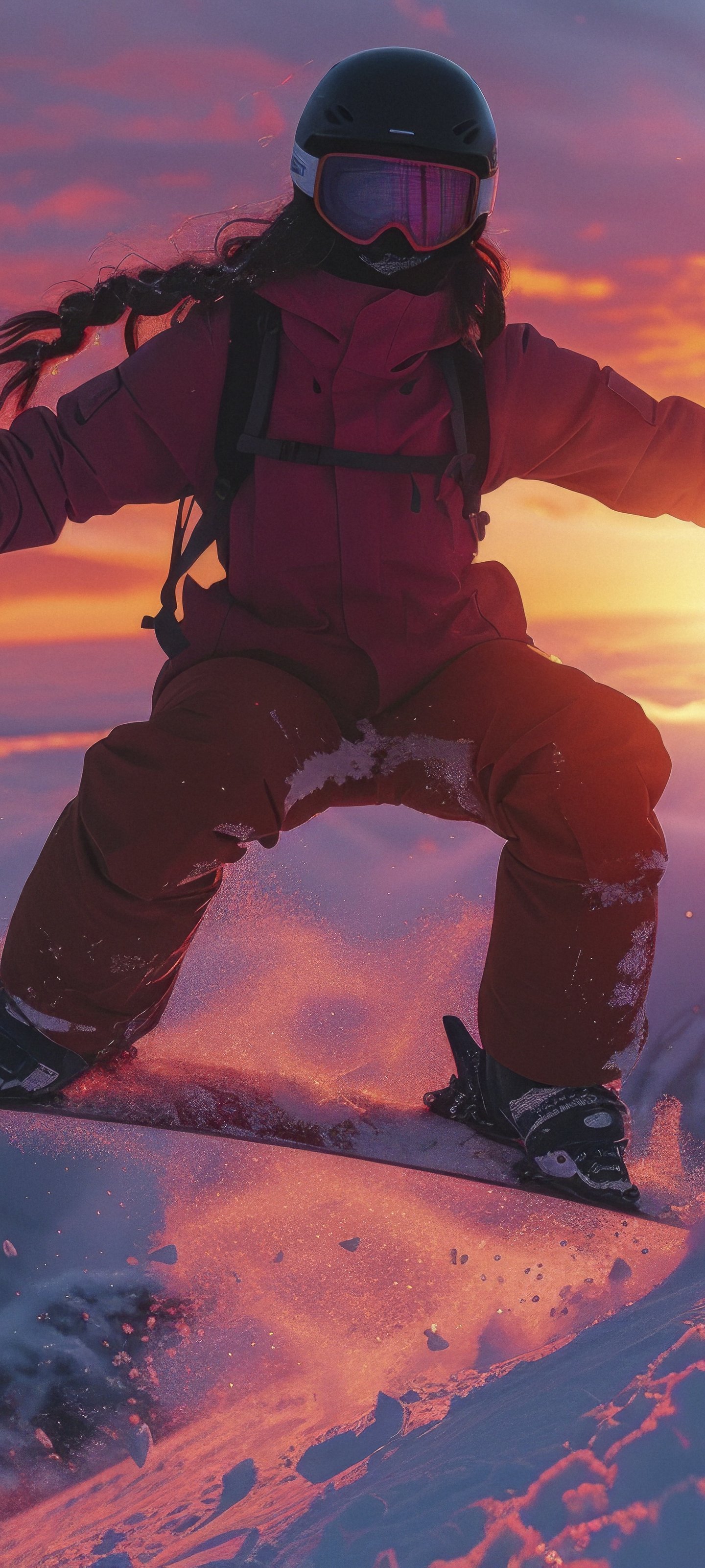 Snowboarder Jump at Sunset - Wallpapers for Xiaomi 13 Ultra/14 Ultra/15 Ultra/17 Pro Max, Samsung Galaxy S20/S20 Ultra/S21 Ultra in 1440x3200 resolution