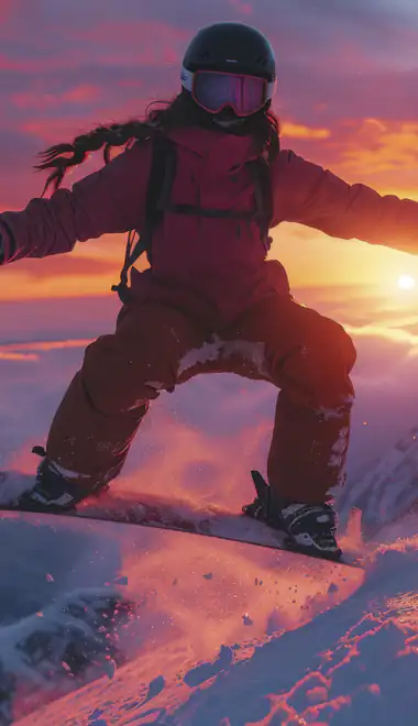 Wallpapers for iPhone 4/4S (640x960): woman, snowboarder, brunette, jump