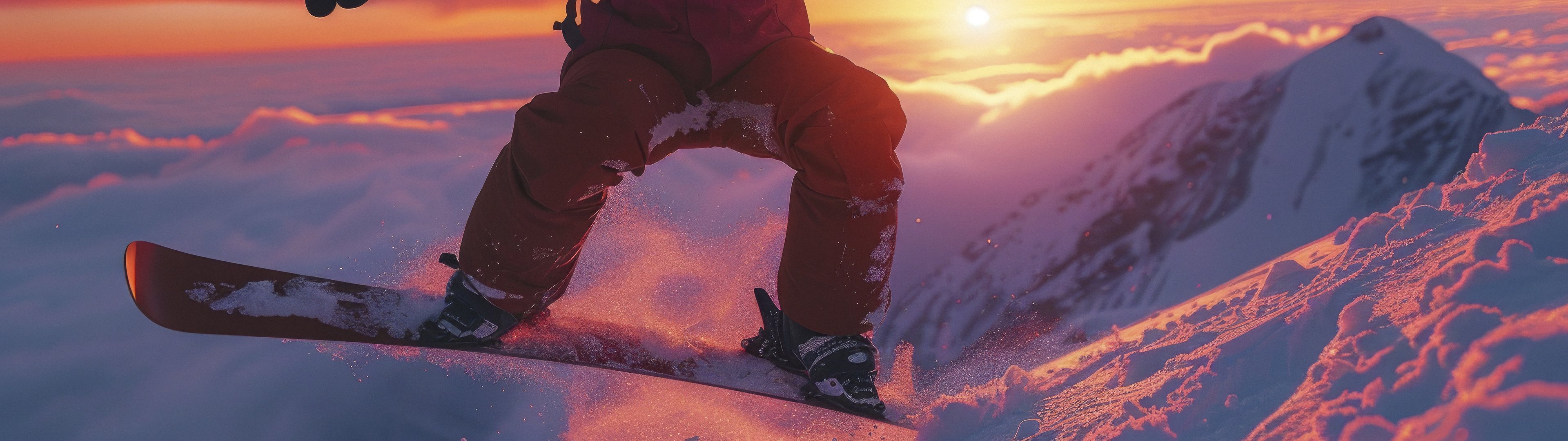 Snowboarder Jump at Sunset - UltraWide 32:9 wallpapers in 3840x1080 resolution