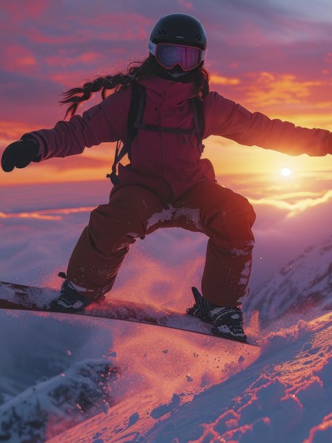 Snowboarder Jump at Sunset - Wallpapers for HTC/BlackBerry in 480x640 resolution
