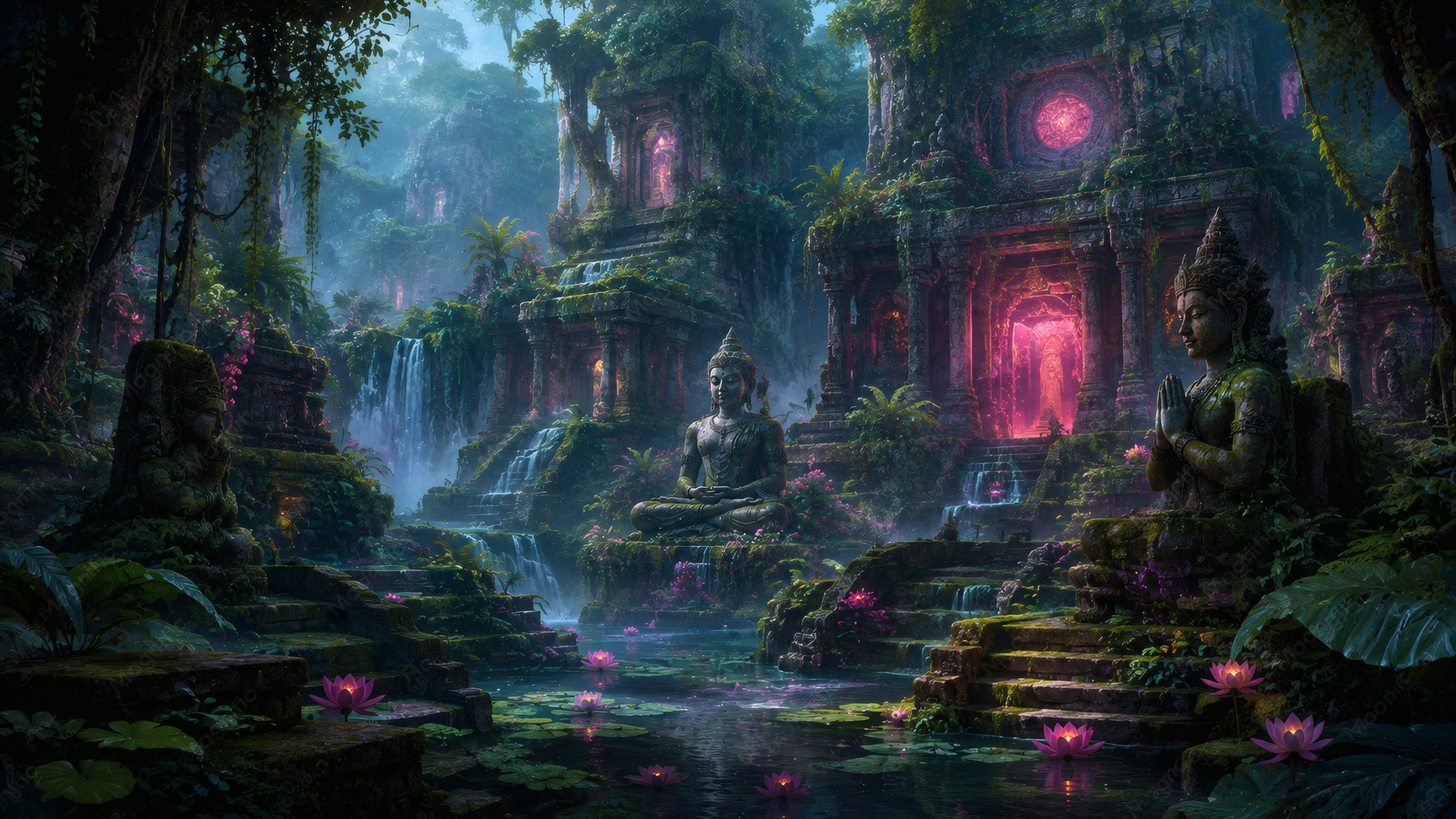 Jungle Temple Ruins - QWXGA wallpapers in 2048x1152 resolution