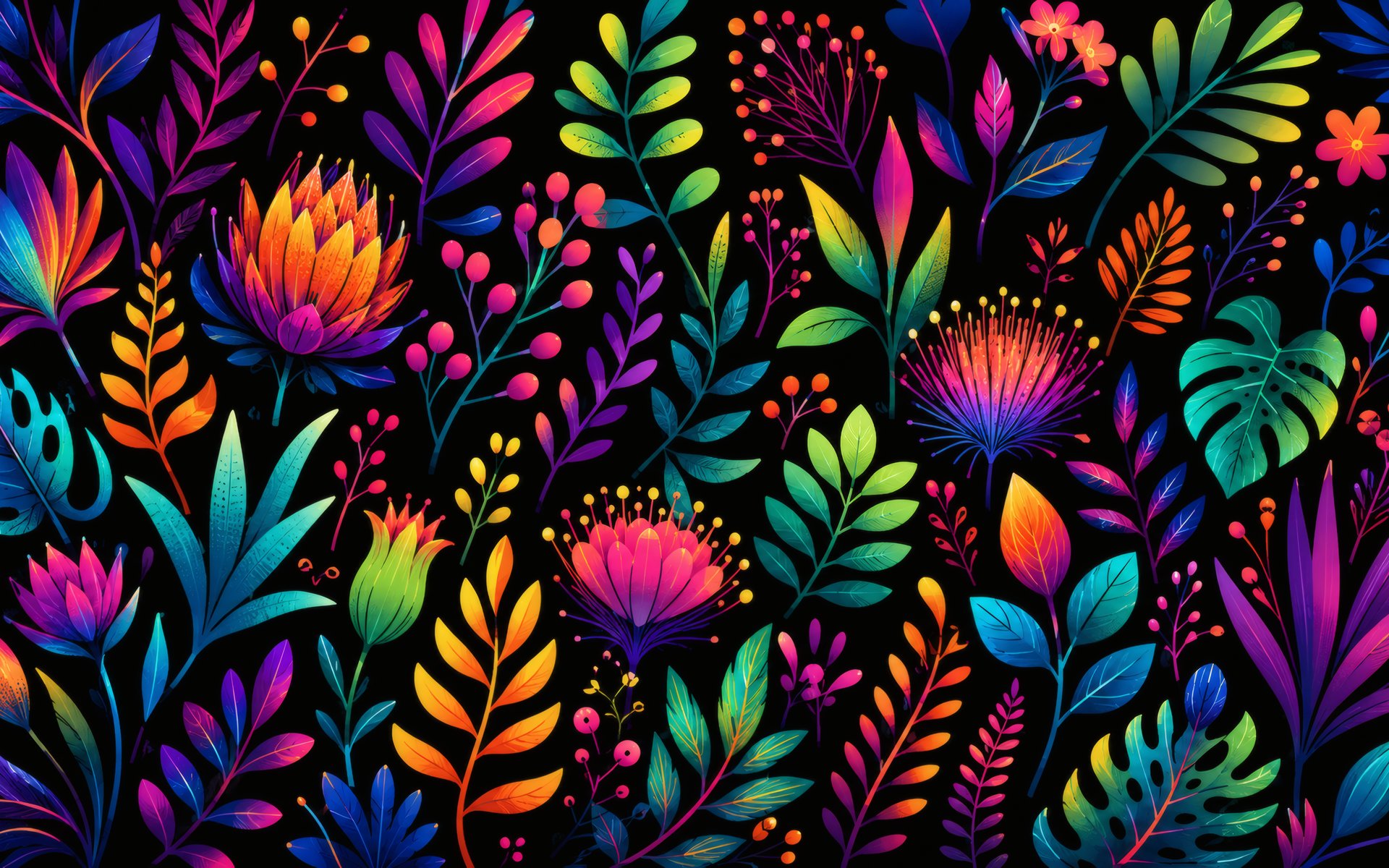 Neon Floral Pattern - WUXGA wallpapers in 1920x1200 resolution