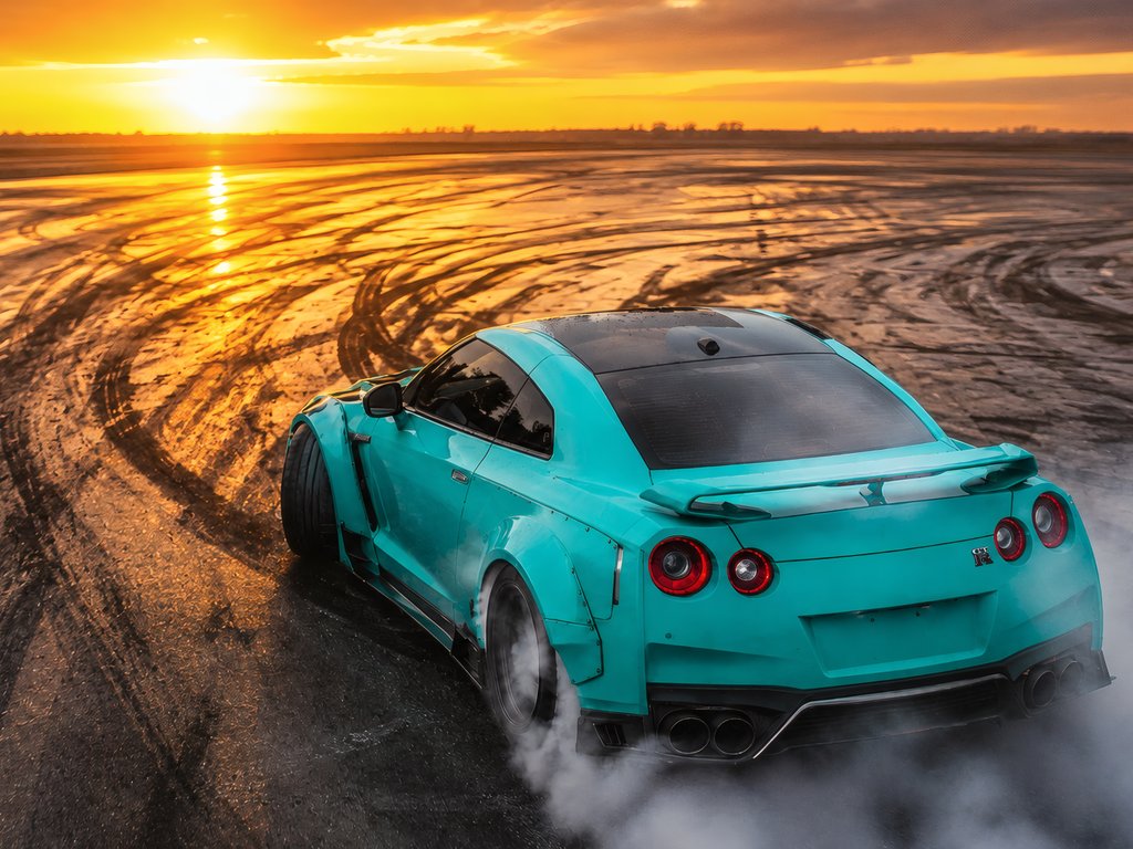 Дрифт Nissan GTR R35 - XVGA обои в разрешении 1024x768
