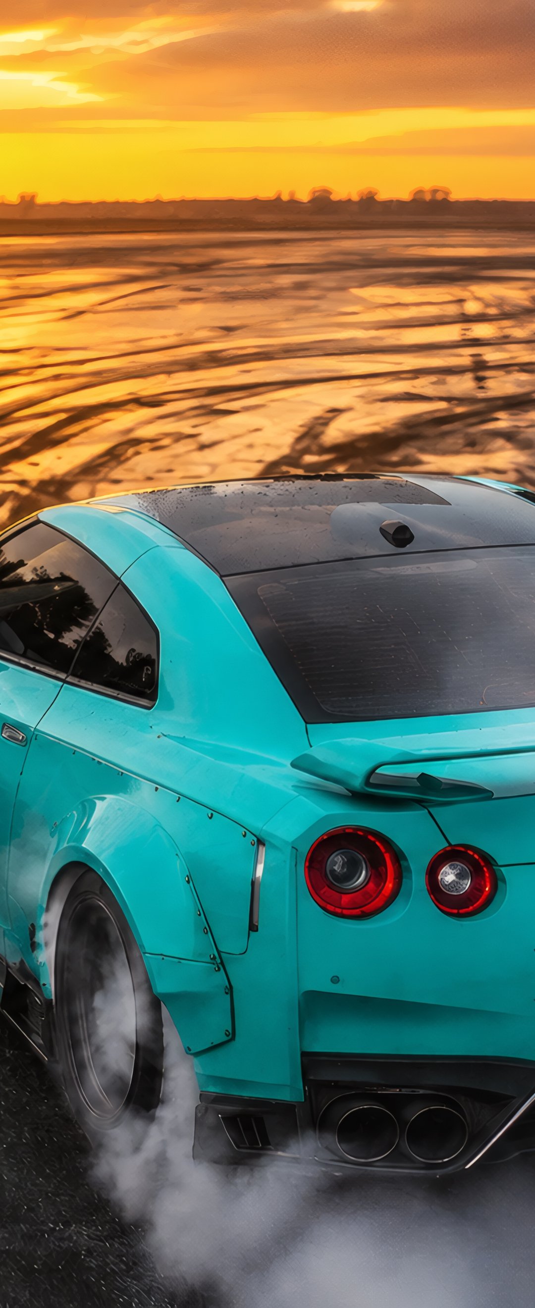Дрифт Nissan GTR R35 - Обои для Samsung Galaxy Z Flip6, Motorola Razr 2025 в разрешении 1080x2640