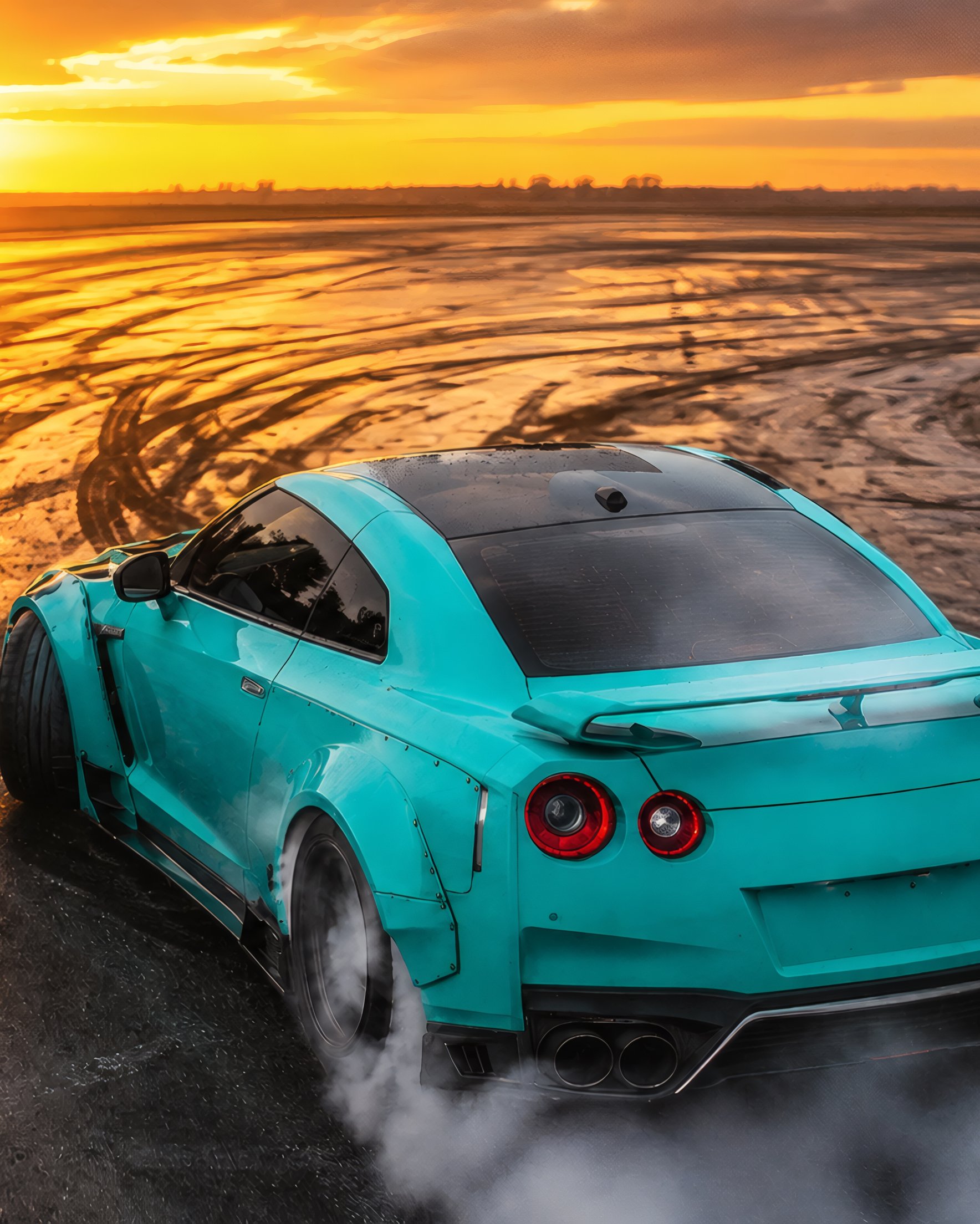 Дрифт Nissan GTR R35 - Обои для Samsung Galaxy Z Fold 2/3 в разрешении 1768x2208