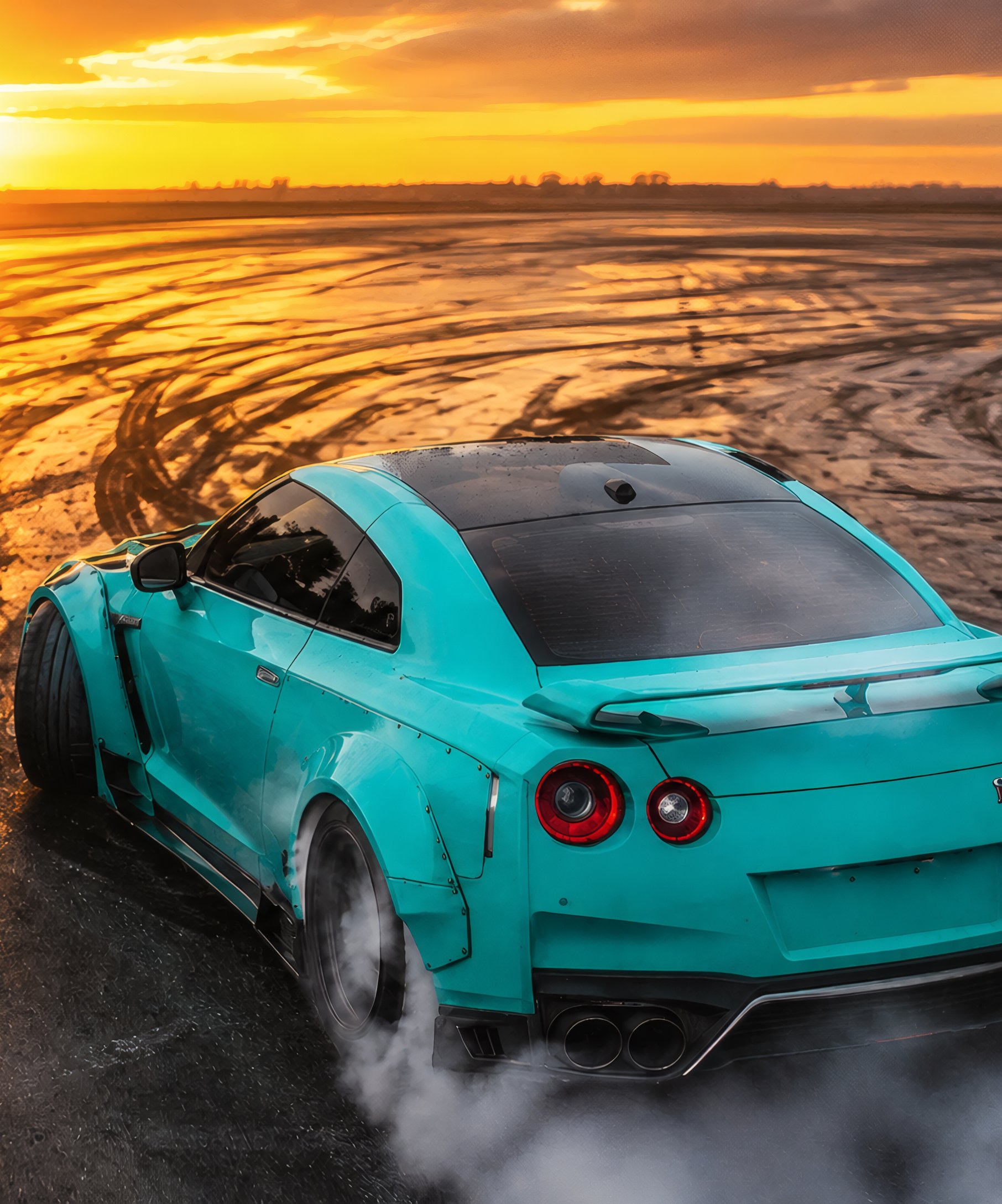 Дрифт Nissan GTR R35 - Обои для Samsung Galaxy Z Fold4/Z Fold5/Z Fold6 в разрешении 1812x2176