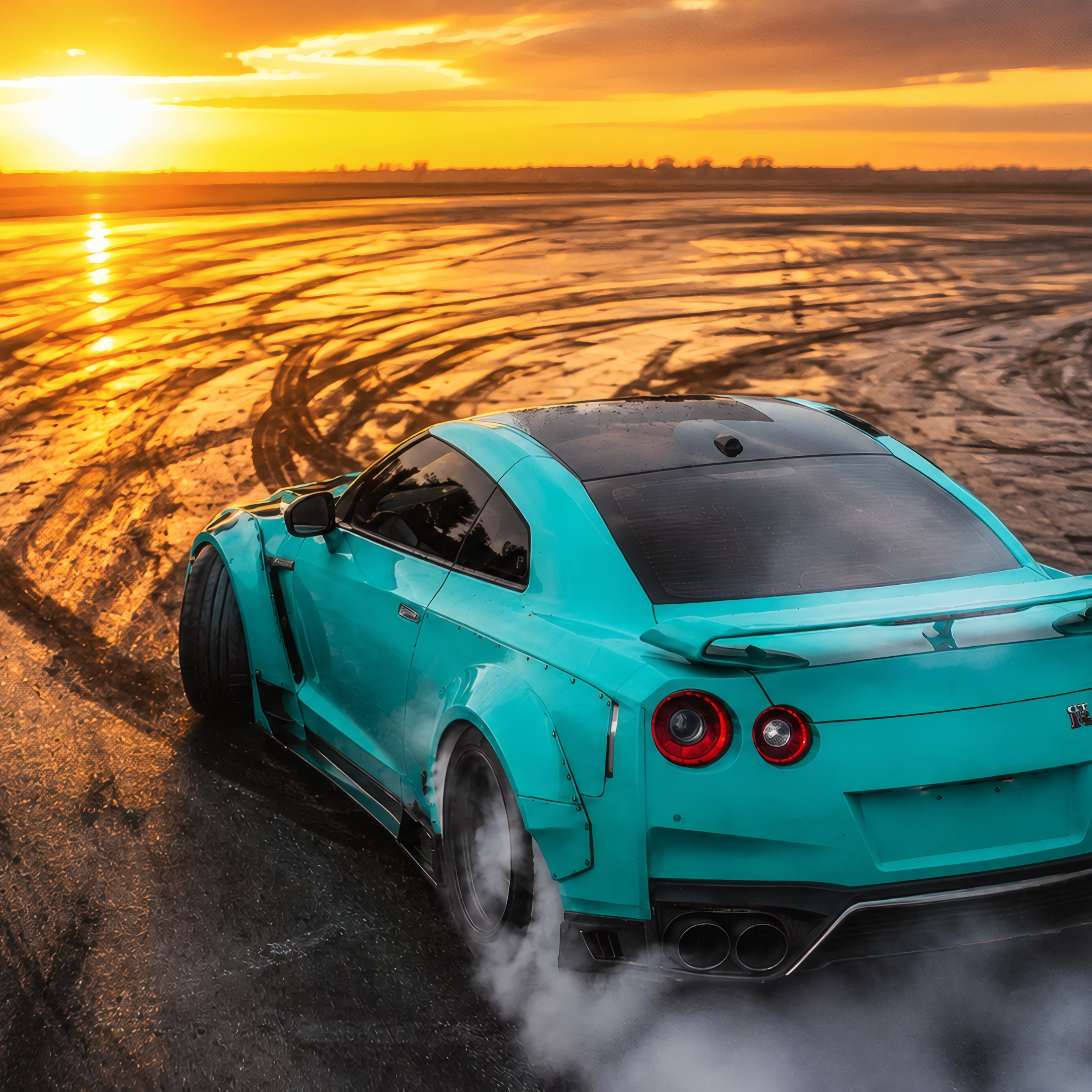 Дрифт Nissan GTR R35 - Обои для iPad Pro 12.9″ в разрешении 2732x2732
