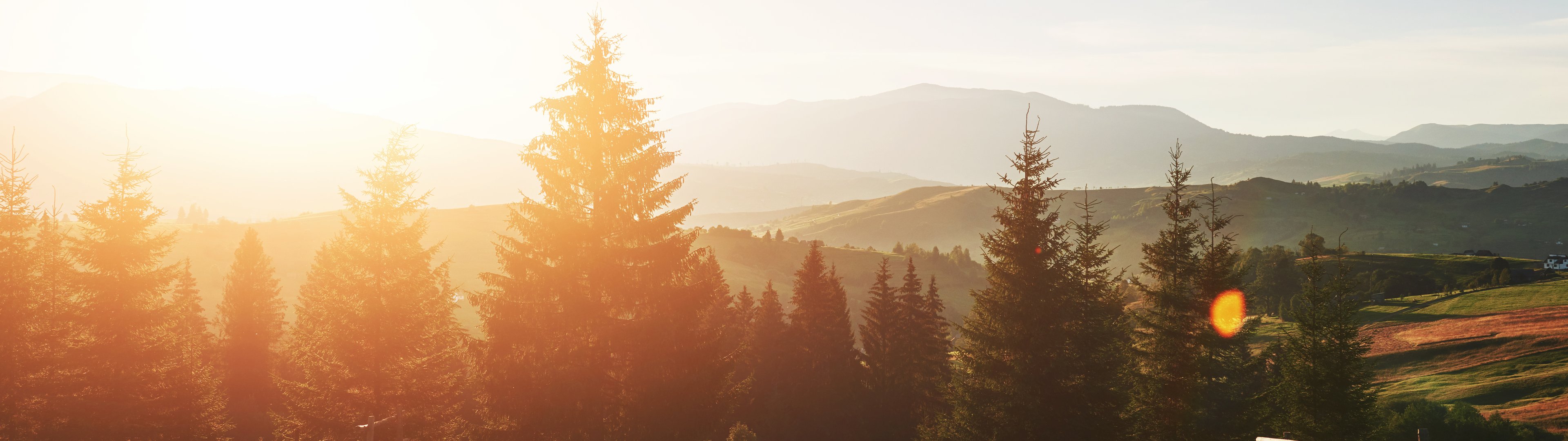 Colorful Sunset Over a Mountain Field - UltraWide 32:9 wallpapers in 3840x1080 resolution