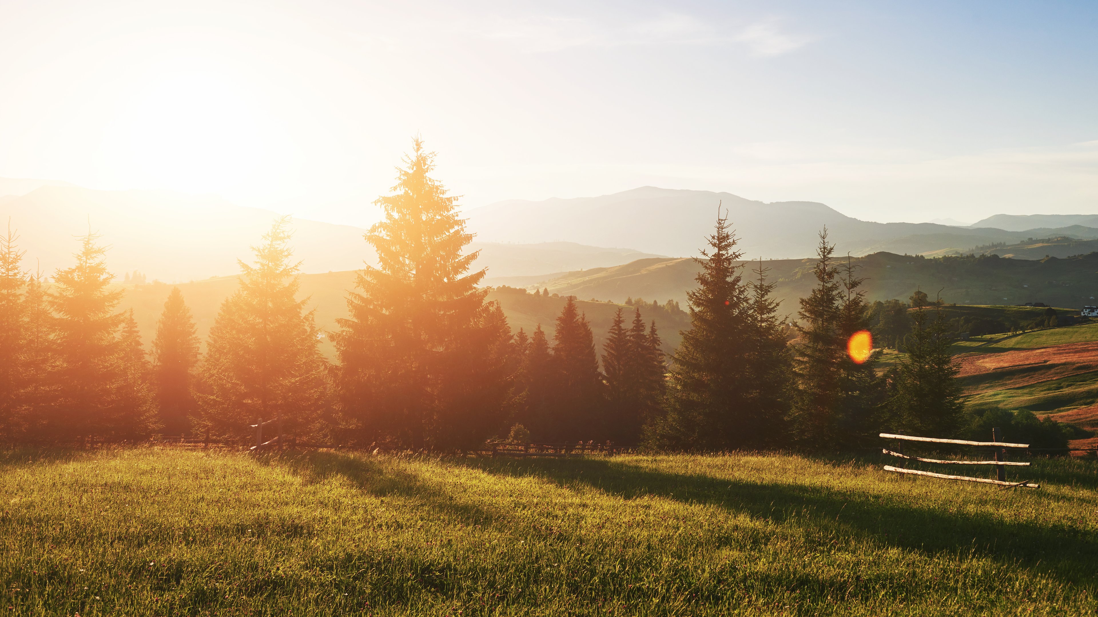 Colorful Sunset Over a Mountain Field - 4K PC Wallpapers in 3840x2160 resolution