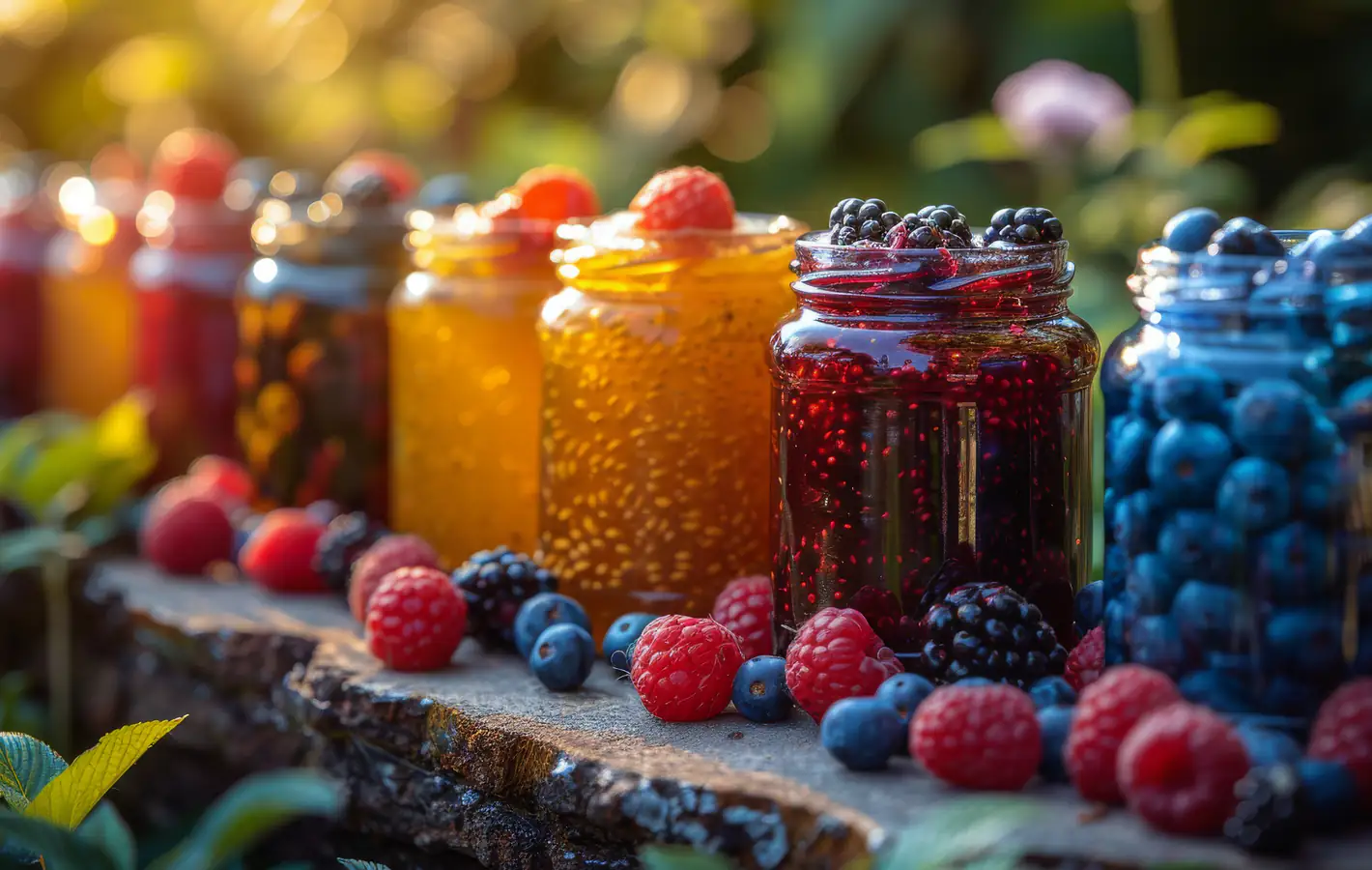 Berry Jam Jars on a Wooden Table — desktop and phone wallpaper, free download