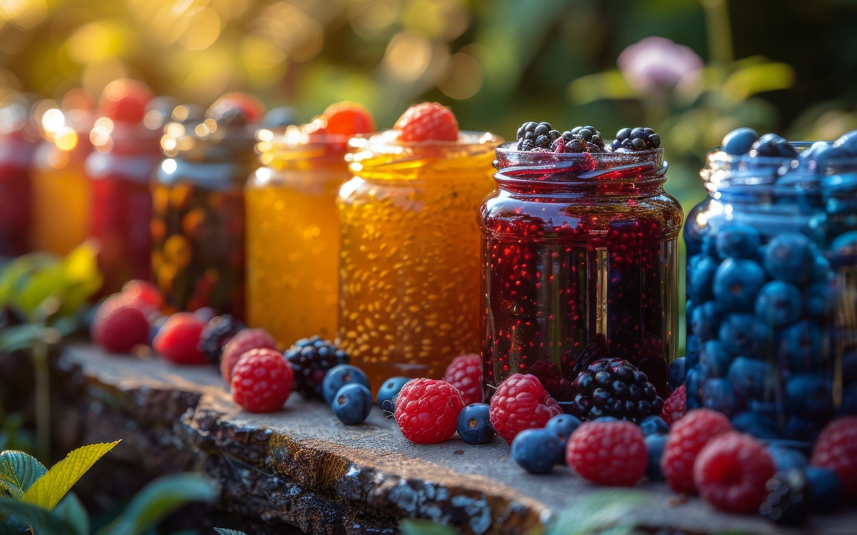 Berry Jam Jars on a Wooden Table - WSXGA+ wallpapers in 1680x1050 resolution