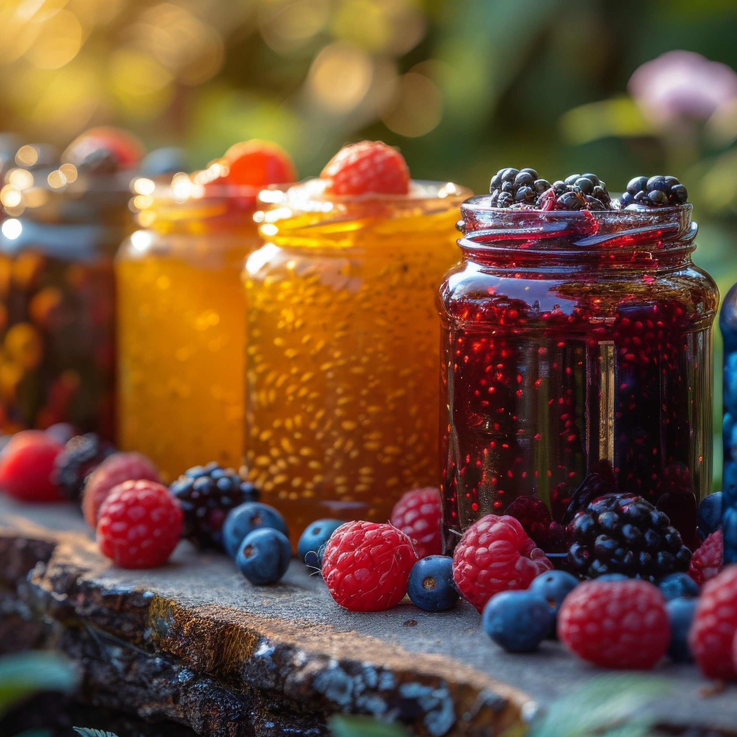 Berry Jam Jars on a Wooden Table - Wallpapers for iPad Pro 11″ 2024 in 2420x2420 resolution