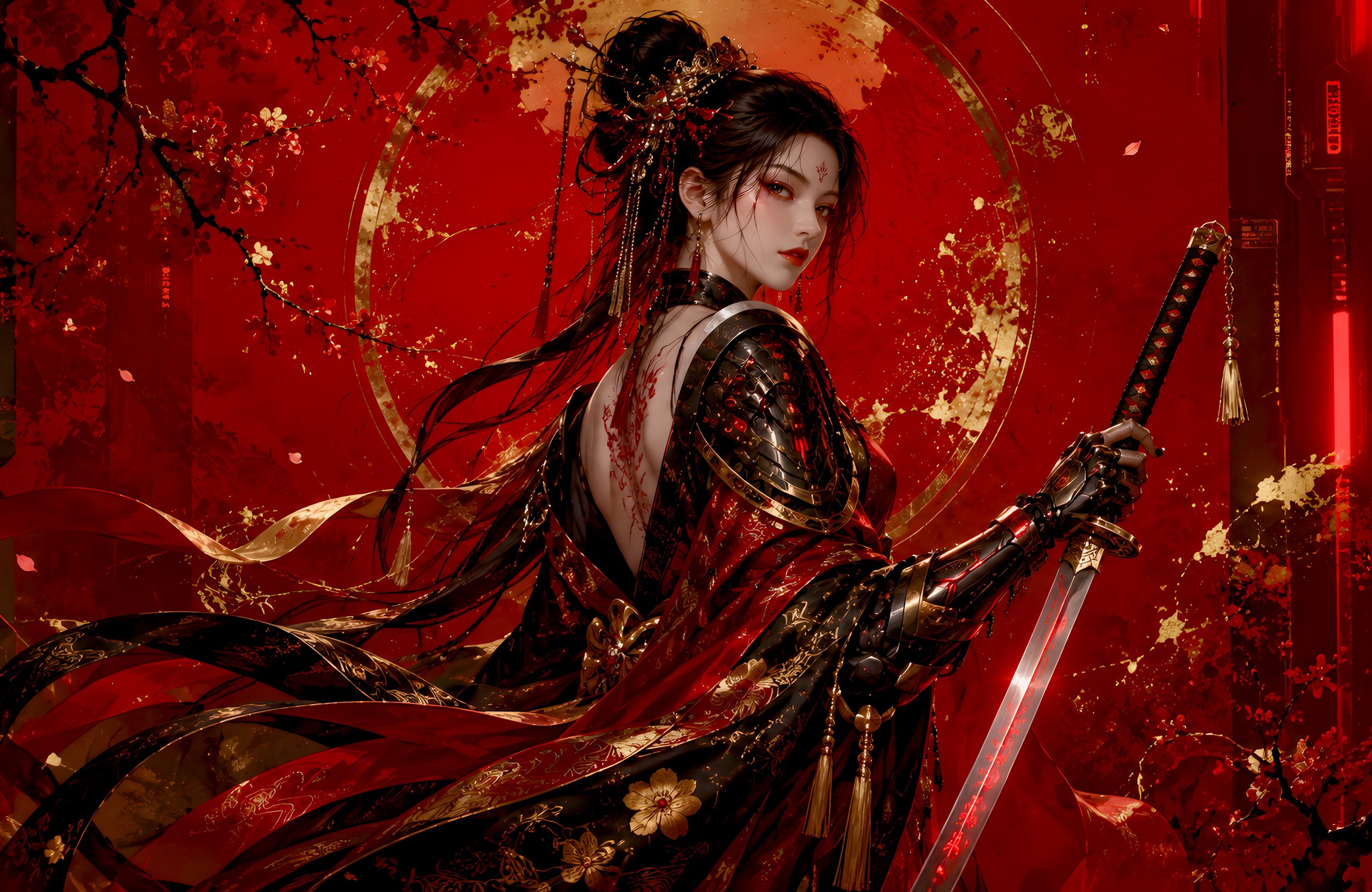 Fantasy Samurai Woman with Katana - Wallpapers for Apple MacBook Air 13 M2″ in 2560x1664 resolution