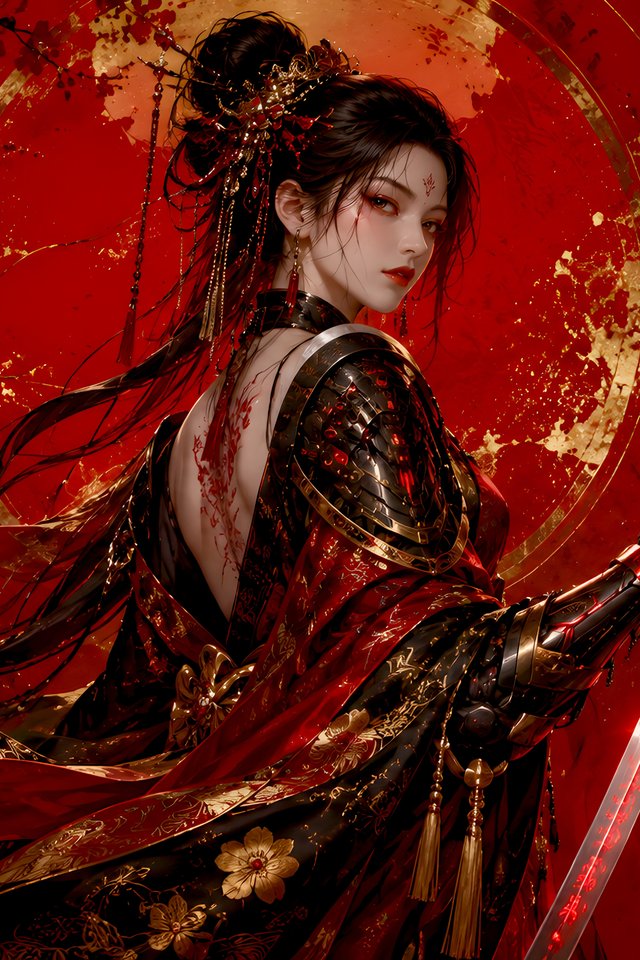 Fantasy Samurai Woman with Katana - Wallpapers for iPhone 4/4S in 640x960 resolution