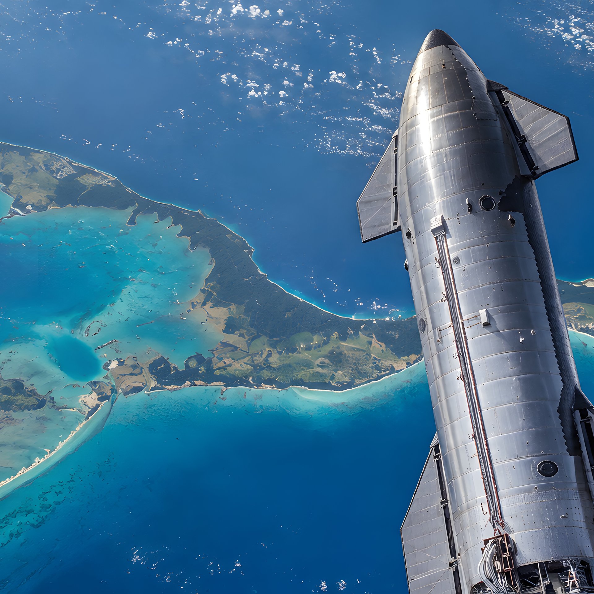 SpaceX Starship Over Earth’s Ocean - Wallpapers for Samsung Galaxy Tab in 1920x1920 resolution
