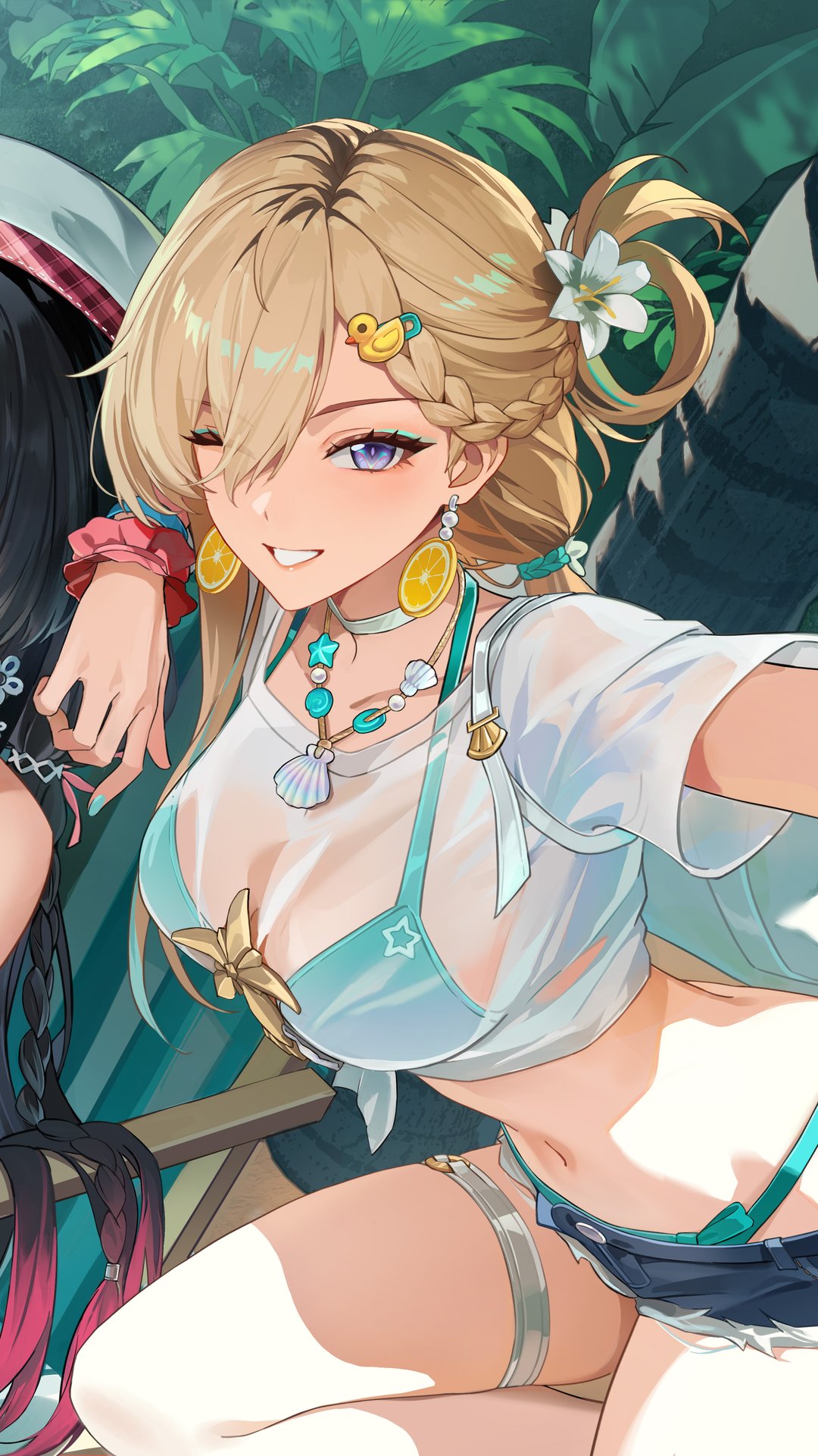 Chisa and Lynae on the beach - Wallpapers for Samsung, Honor, Sony in 1080x1920 resolution