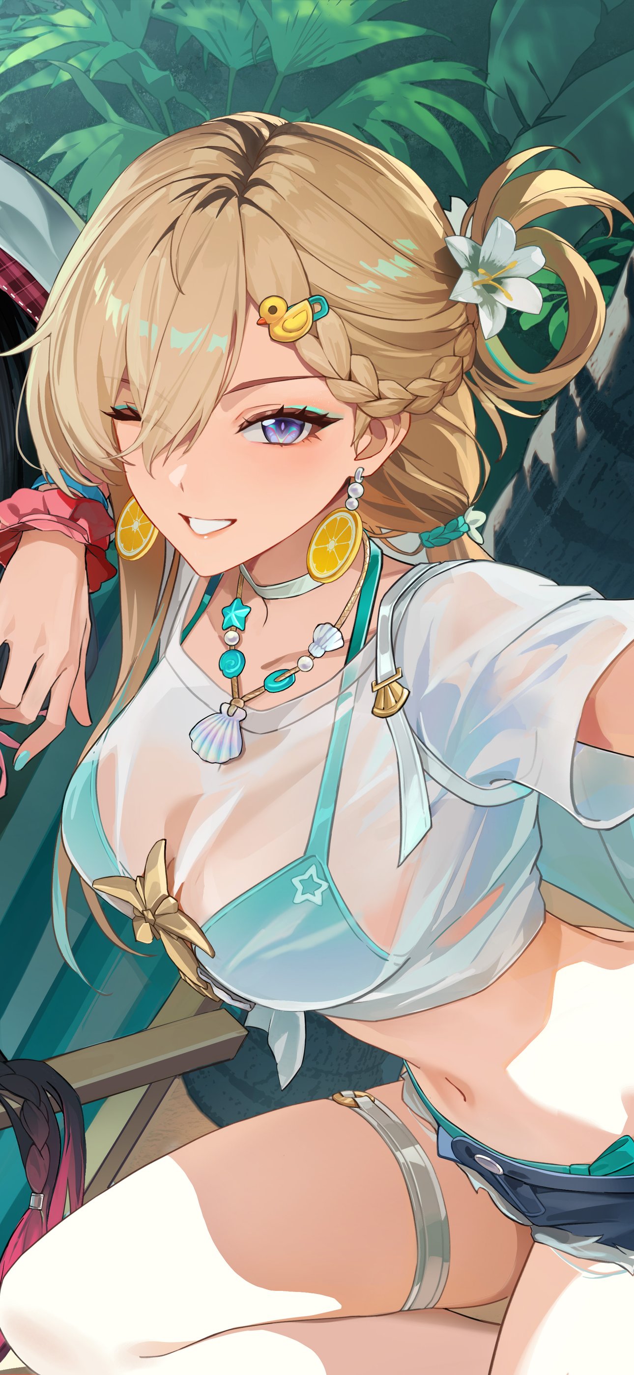 Chisa and Lynae on the beach - Wallpapers for iPhone 15 Pro Max/14 Pro Max in 1290x2796 resolution