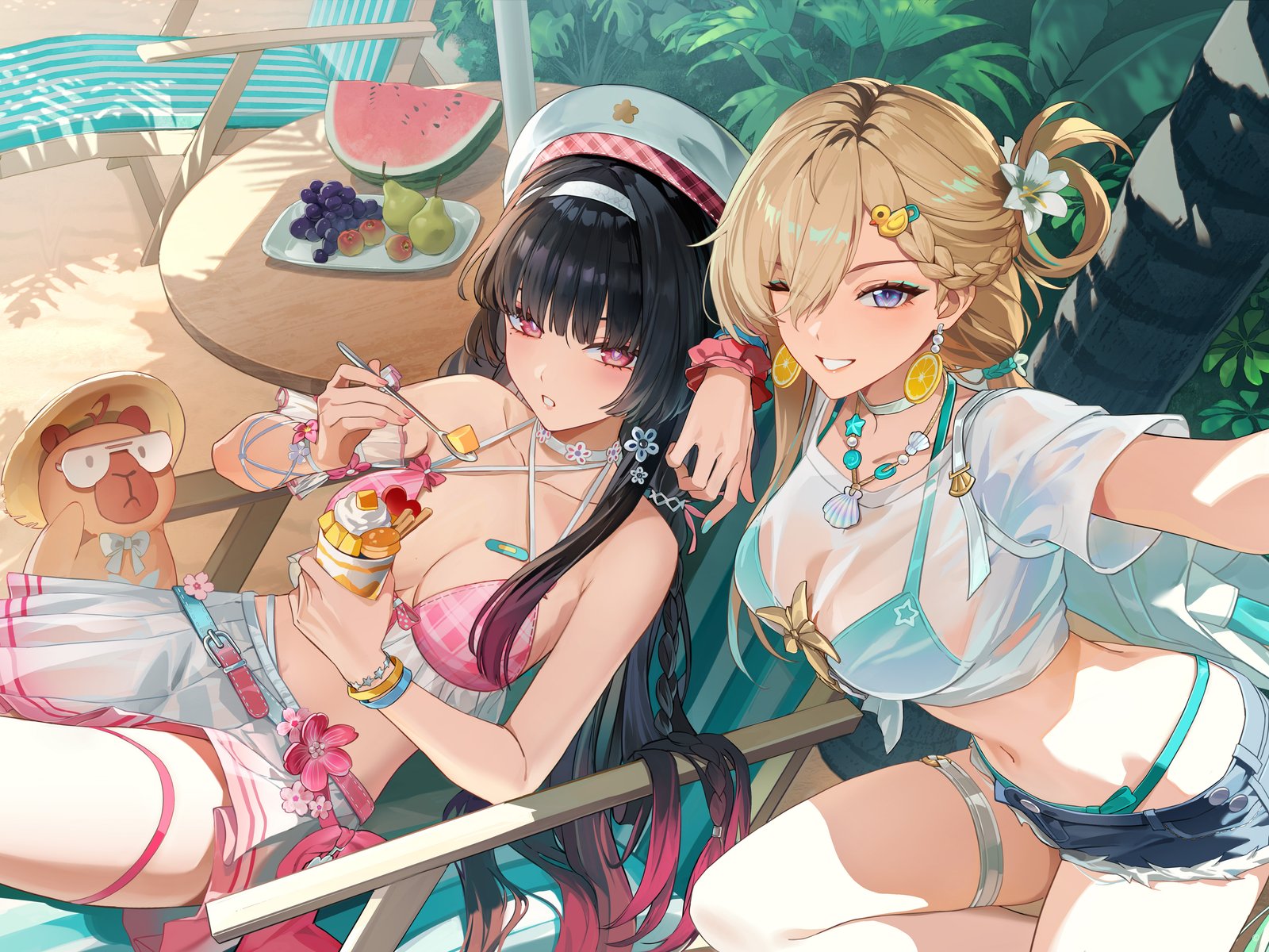 Chisa and Lynae on the beach - UXGA wallpapers in 1600x1200 resolution