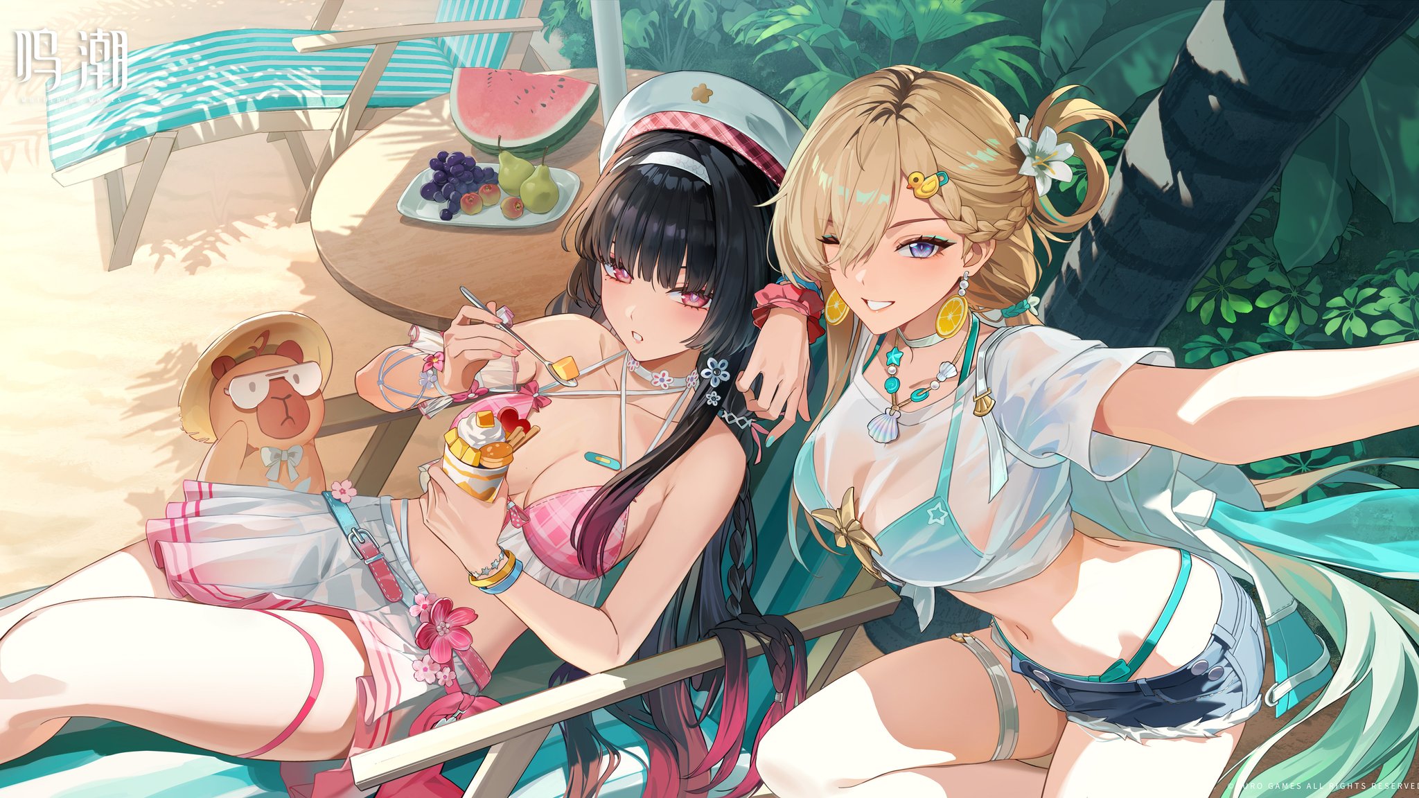 Chisa and Lynae on the beach - QWXGA wallpapers in 2048x1152 resolution