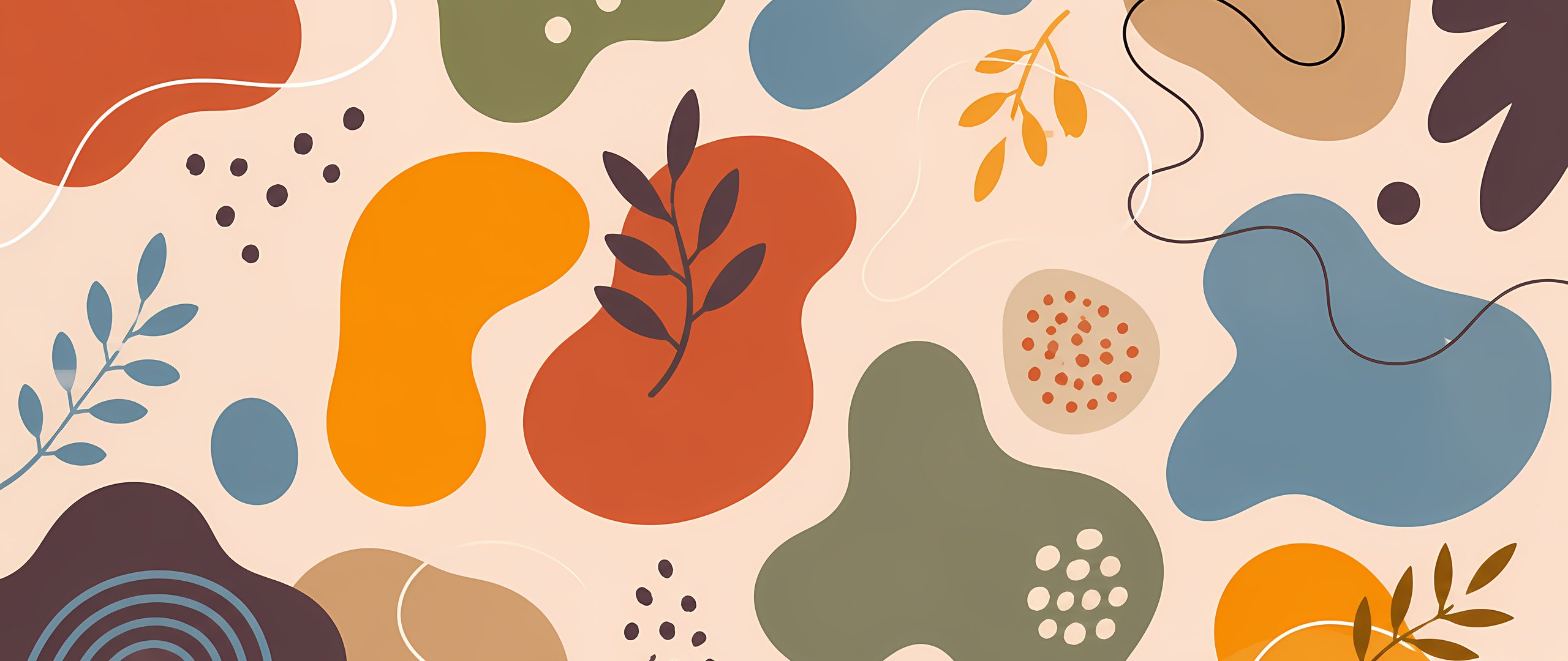 Abstract pattern of leaves and spots - UltraWide 21:9 wallpapers in 2560x1080 resolution