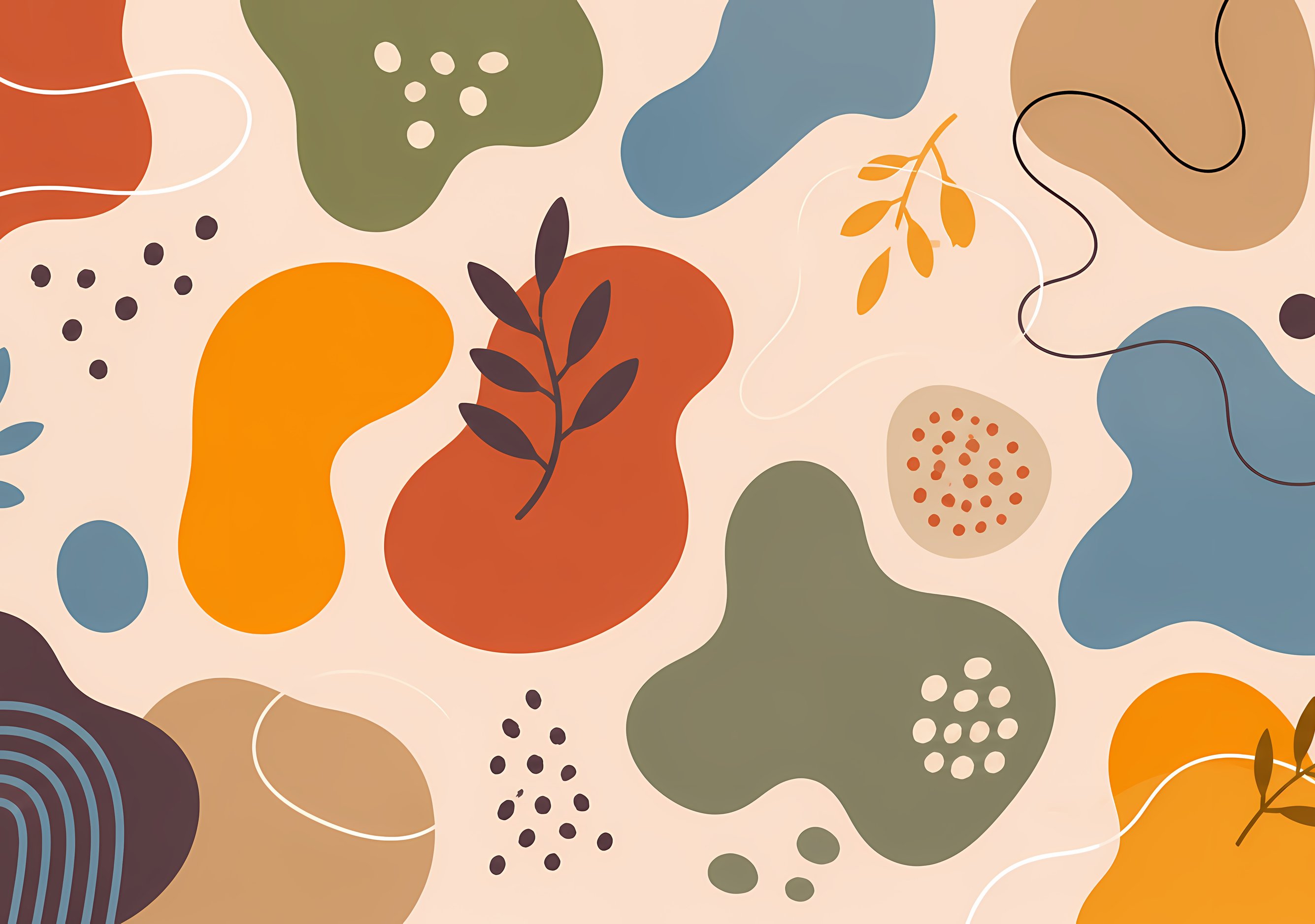 Abstract pattern of leaves and spots - Wallpapers for iPhone Duo in 2670x1878 resolution