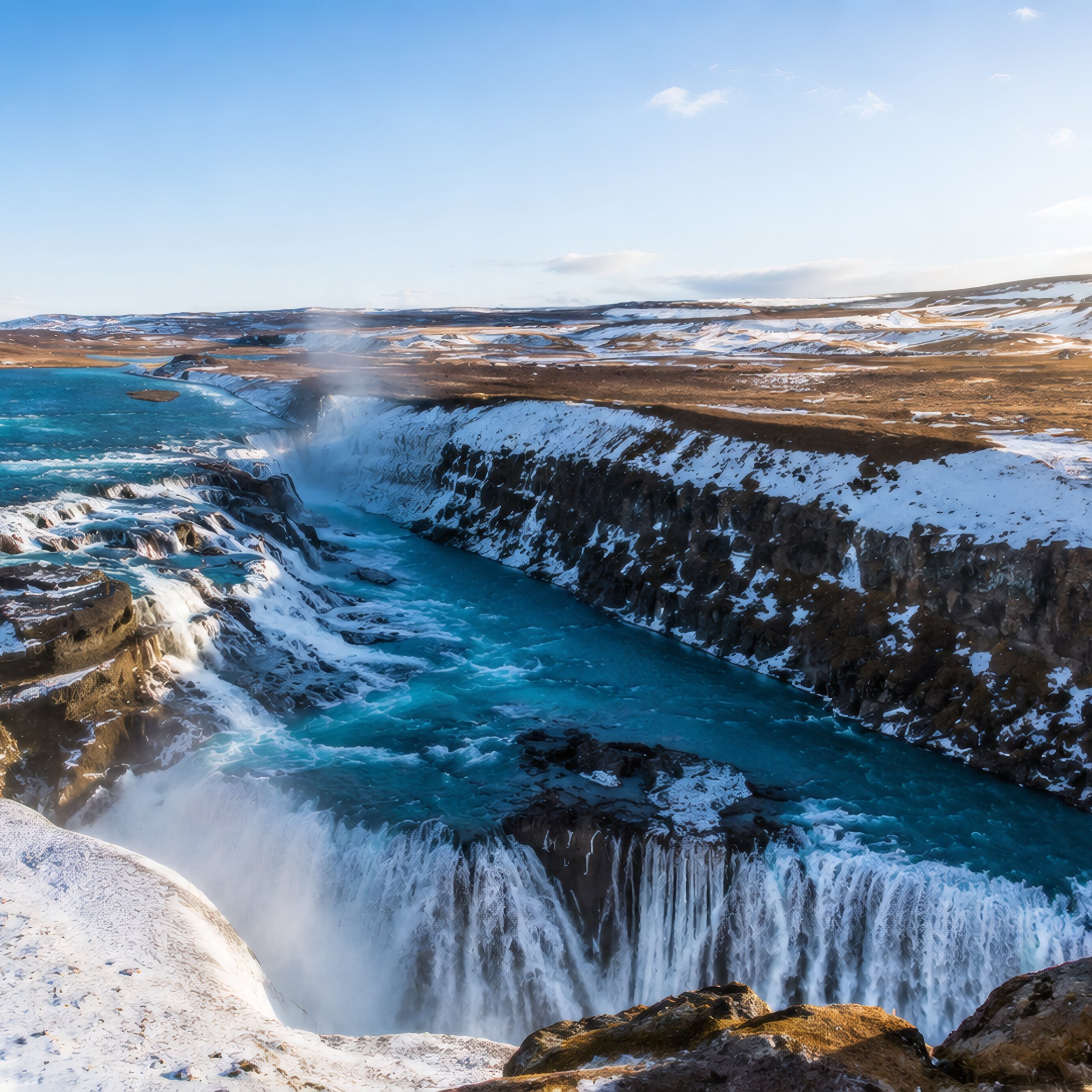 Iceland Winter Canyon with waterfall and river - Wallpapers for iPad mini 8.3″ in 2266x2266 resolution