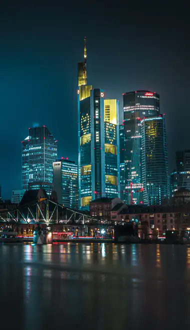 Обои для Samsung (360x740): Германия, Франкфурт-на-Майне, небоскрёбы, силуэт города