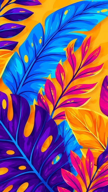 Bright floral pattern with colorful leaves - Wallpapers for Nokia, Samsung in 360x640 resolution