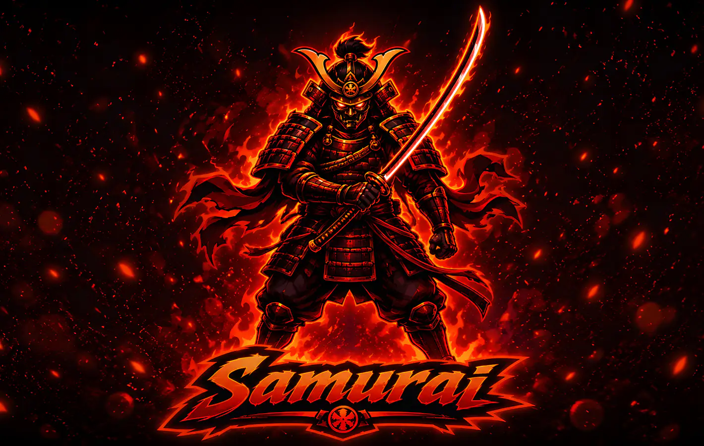 Armored Samurai Warrior with Katana — desktop and phone wallpaper, free download