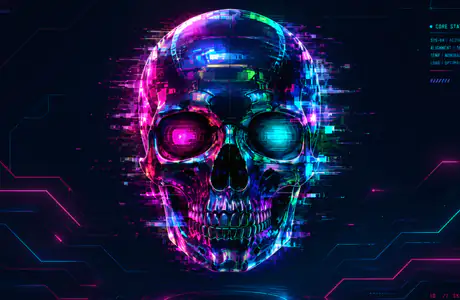 Обои для iPad 10.2″ (2160x2160): кибернетика, череп, робот, киборг