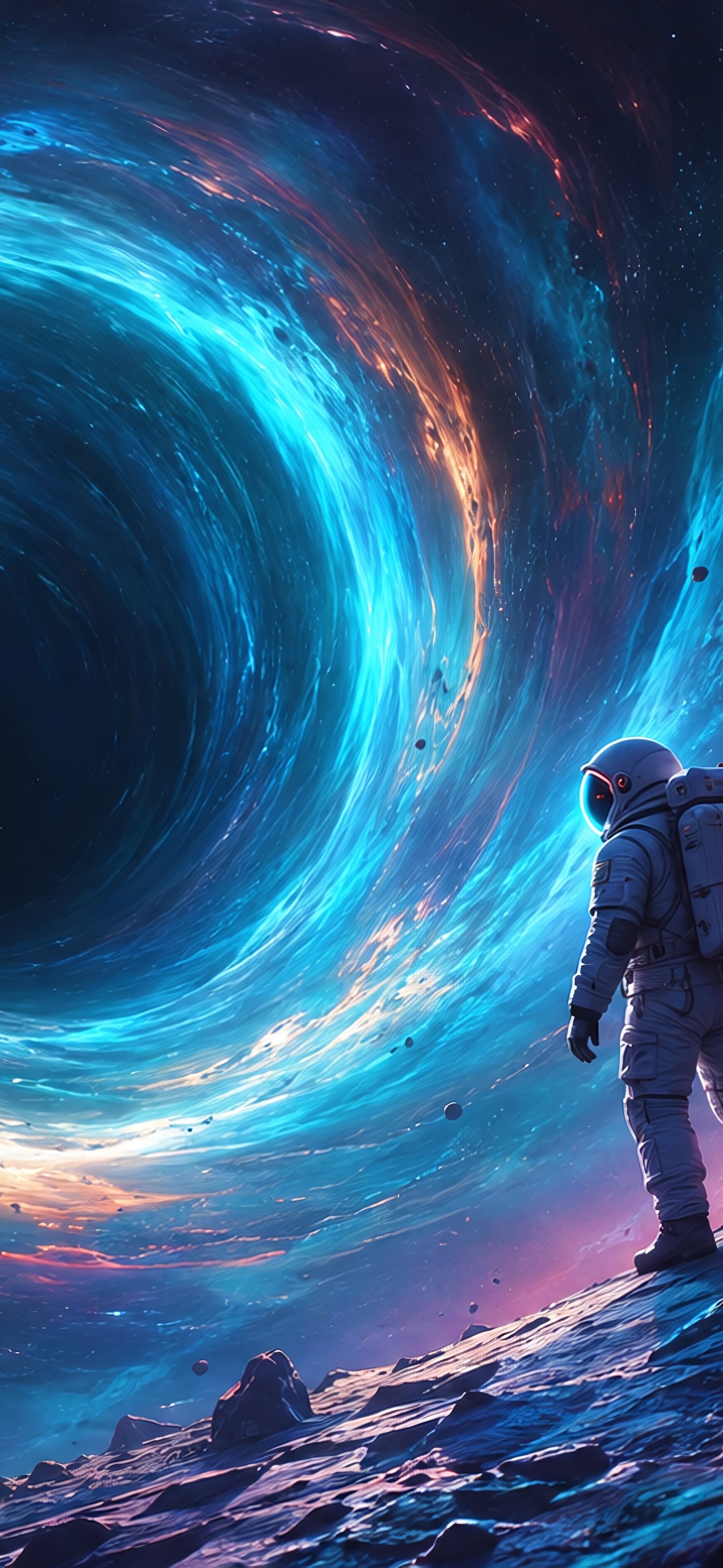 Astronaut Near a Galactic Black Hole - Wallpapers for Samsung Galaxy S24/S24 Ultra/S25 Ultra/S25+/S26 Ultra in 1440x3120 resolution