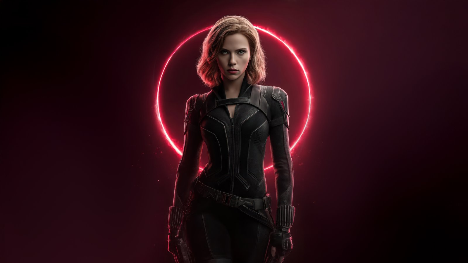 Black Widow Before a Neon Ring - wXGA++ wallpapers in 1600x900 resolution
