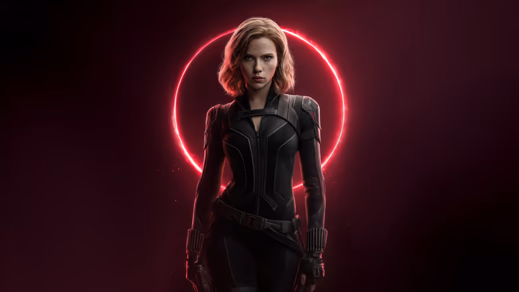 Black Widow Before a Neon Ring - Wallpapers for iPhone 6/6S/7/8/SE2/SE3 in 750x1334 resolution