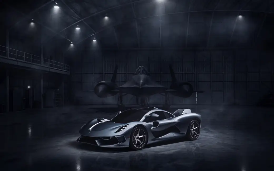 Hennessey Blackbird and Lockheed SR-71 hypercar — desktop and phone wallpaper, free download