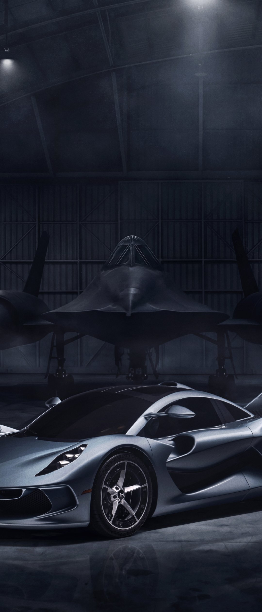 Hennessey Blackbird and Lockheed SR-71 hypercar - Wallpapers for Samsung Galaxy Z Flip7, Sony Xperia 5 II/5 III/5 V/10 IV/10 V, Xiaomi Mix Fold 3 in 1080x2520 resolution