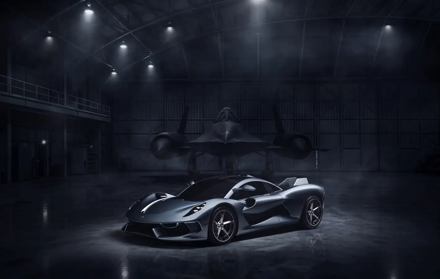 Гиперкар Hennessey Blackbird и Lockheed SR-71 — обои на рабочий стол и телефон
