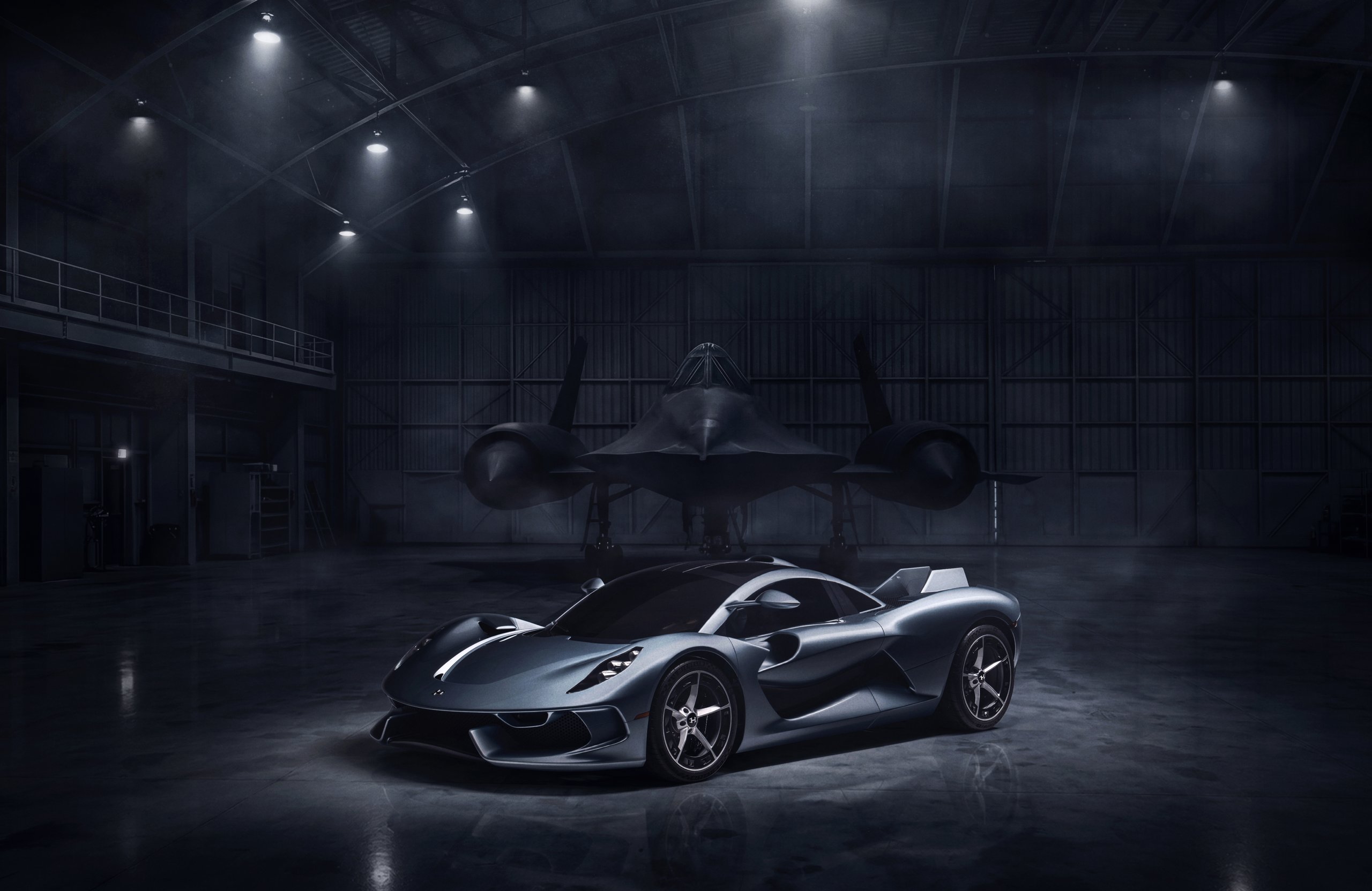 Hennessey Blackbird and Lockheed SR-71 hypercar - Wallpapers for Apple MacBook Air 13 M2″ in 2560x1664 resolution