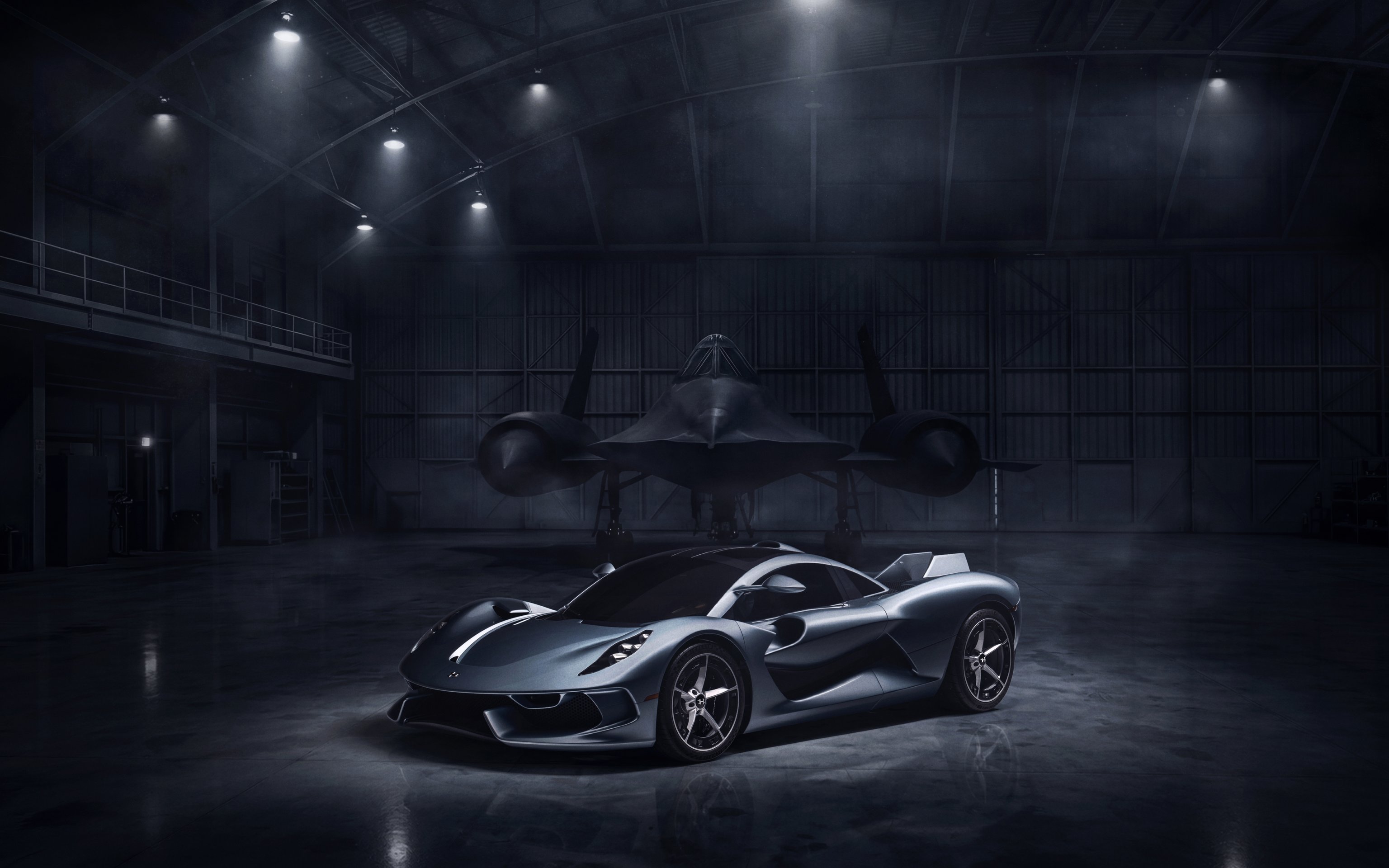 Hennessey Blackbird and Lockheed SR-71 hypercar - Wallpapers for Apple MacBook 16″ in 3072x1920 resolution