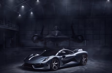 Garage Laptop Wallpapers for WXGA (1366x768): Hennessey Blackbird, Lockheed SR-71, garage, hypercar