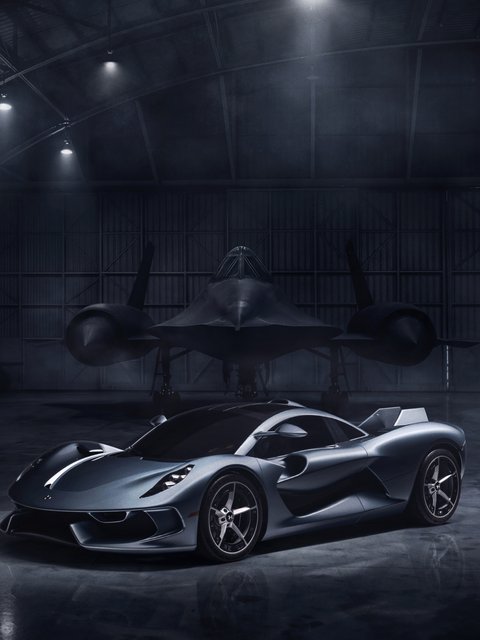 Hennessey Blackbird and Lockheed SR-71 hypercar - Wallpapers for HTC/BlackBerry in 480x640 resolution