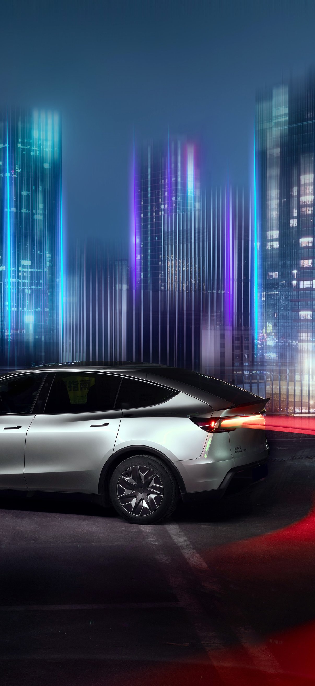 Tesla Model Y L on Guangzhou Road - Wallpapers for iPhone 17 Pro/17/16 Pro in 1206x2622 resolution