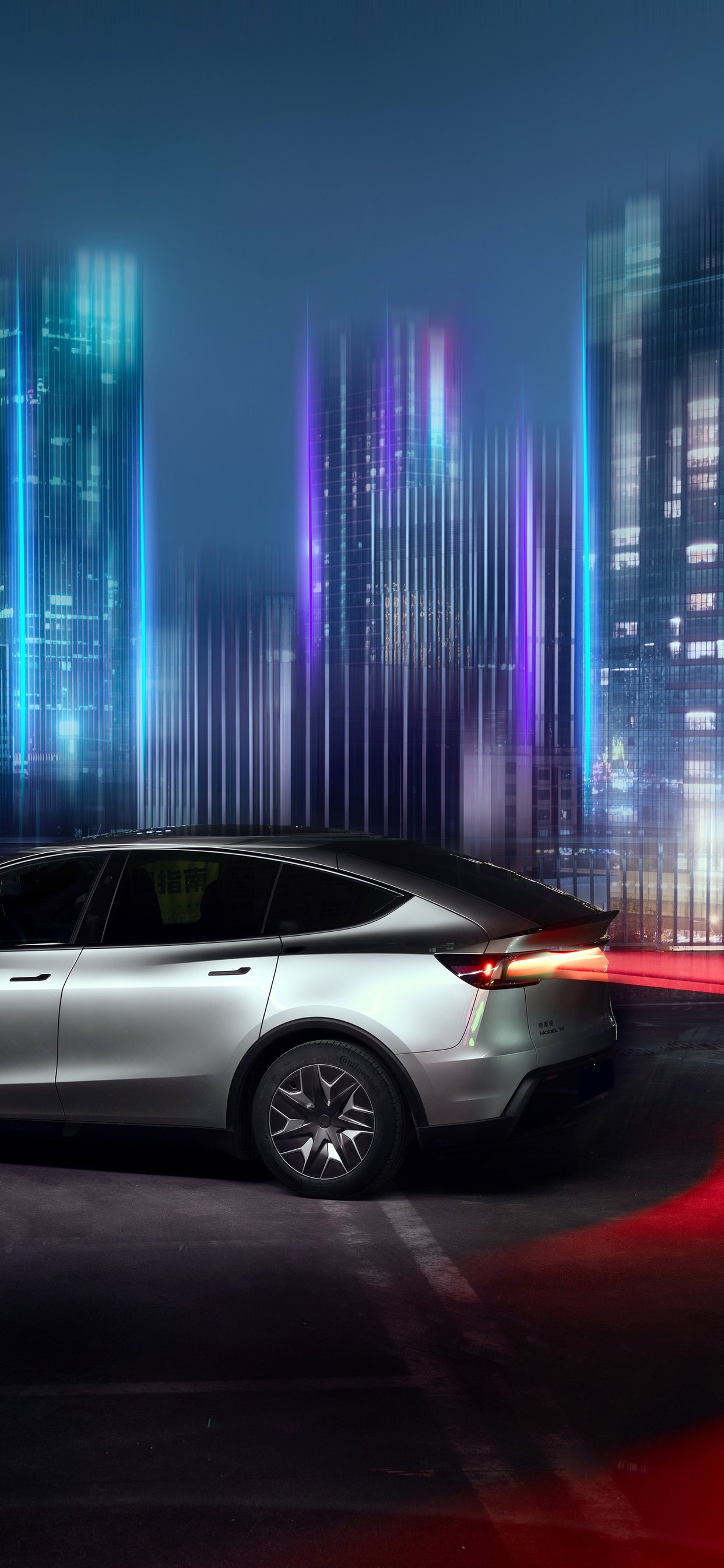 Tesla Model Y L on Guangzhou Road - Wallpapers for iPhone 11 Pro Max in 1242x2688 resolution