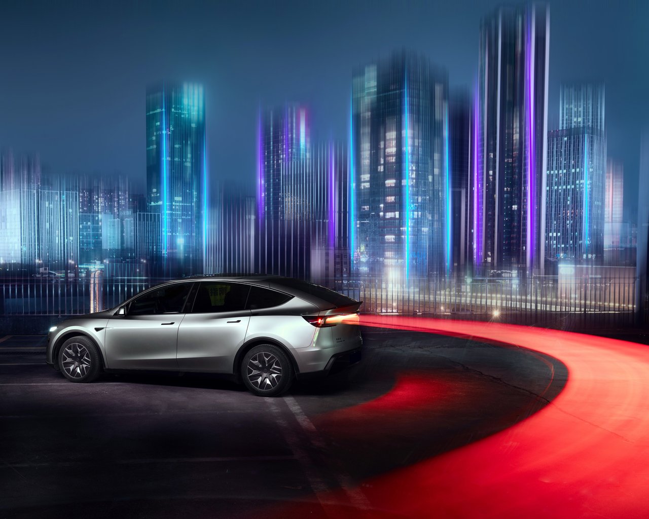Tesla Model Y L на дороге Гуанчжоу - SXGA обои в разрешении 1280x1024