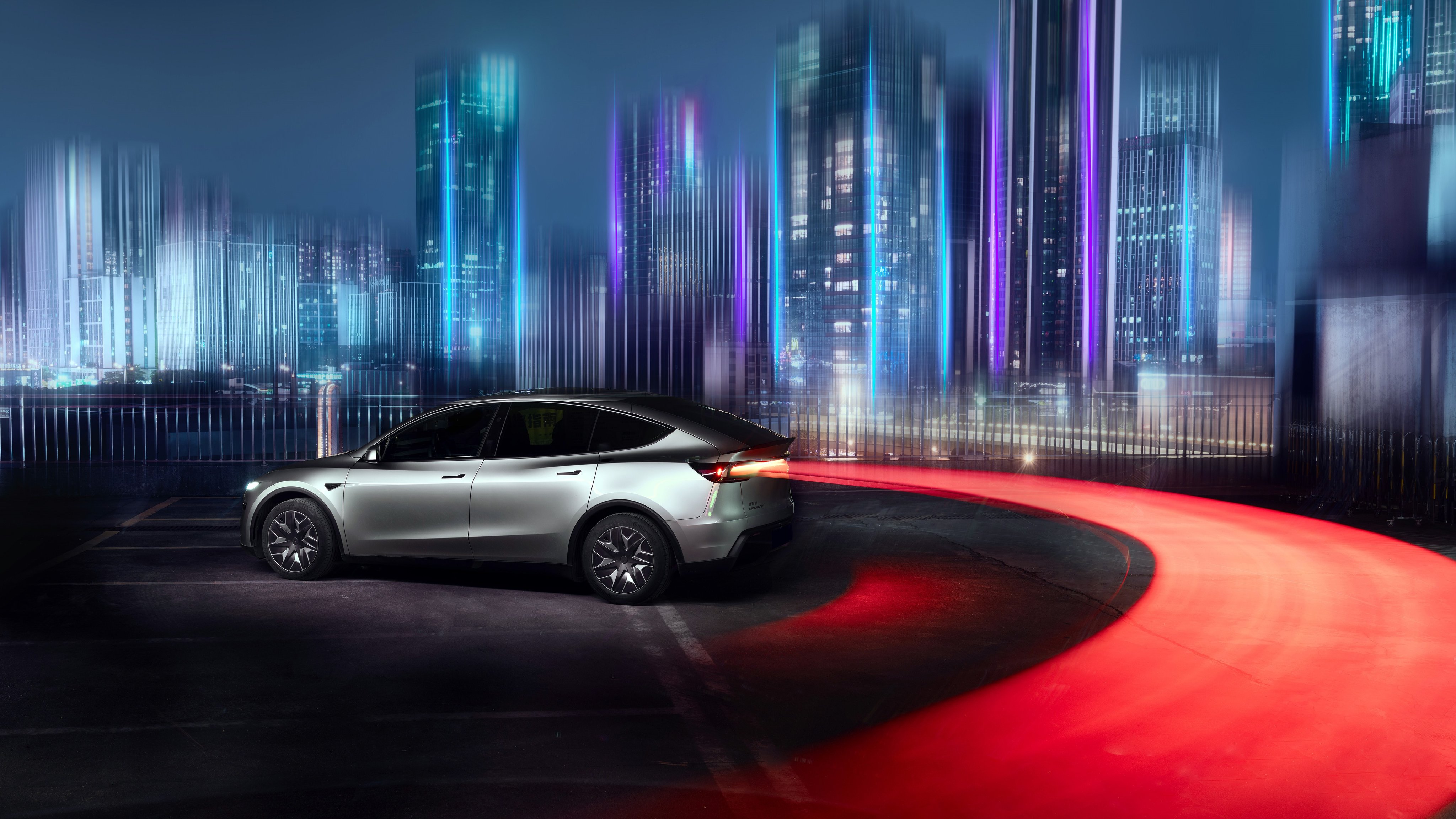 Tesla Model Y L on Guangzhou Road - Wallpapers for Apple iMac 21.5″ in 4096x2304 resolution